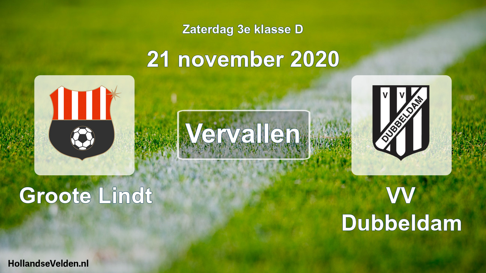 Scheduled Match: Groote Lindt - VV Dubbeldam (21 November 2020)