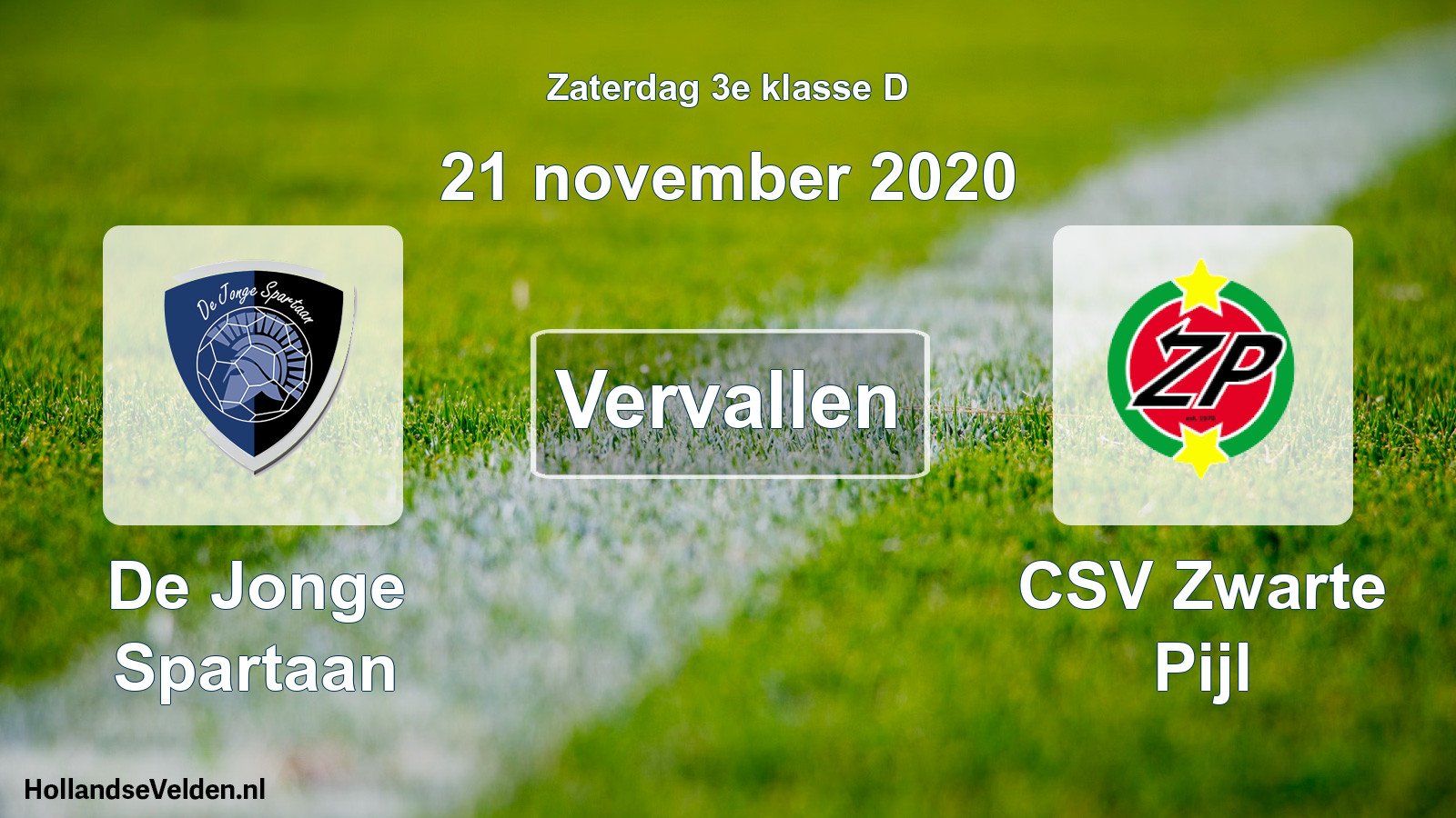 Scheduled Match: De Jonge Spartaan - CSV Zwarte Pijl (21 November 2020)