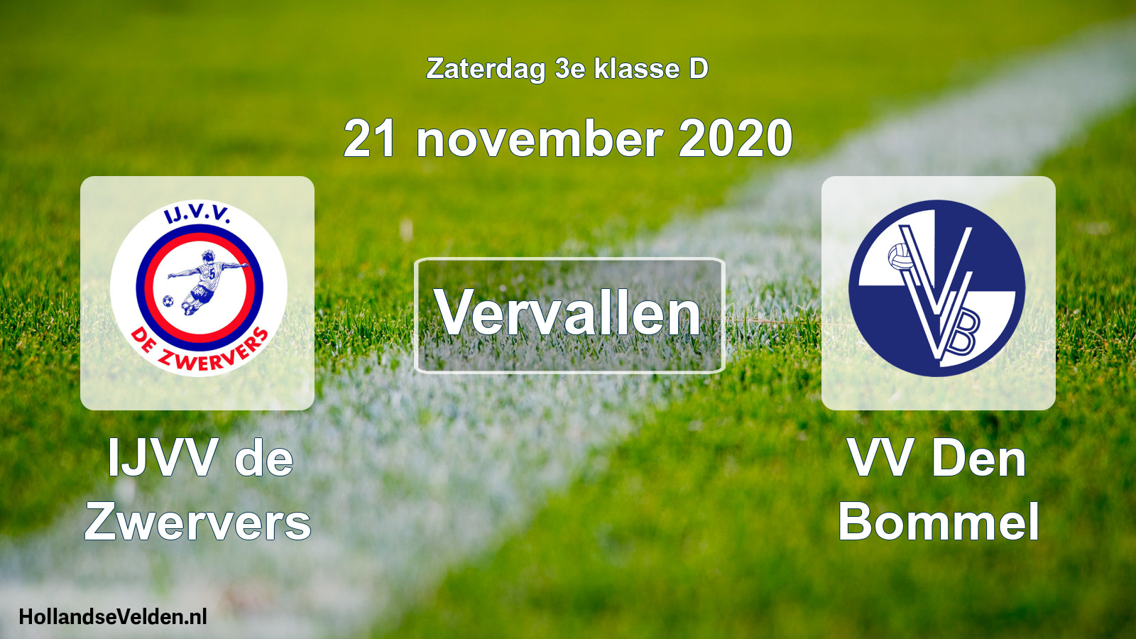 Scheduled Match: IJVV de Zwervers - VV Den Bommel (21 November 2020)