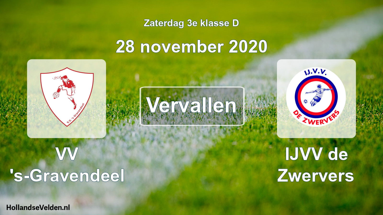 Scheduled Match: VV 's-Gravendeel - IJVV de Zwervers (28 November 2020)