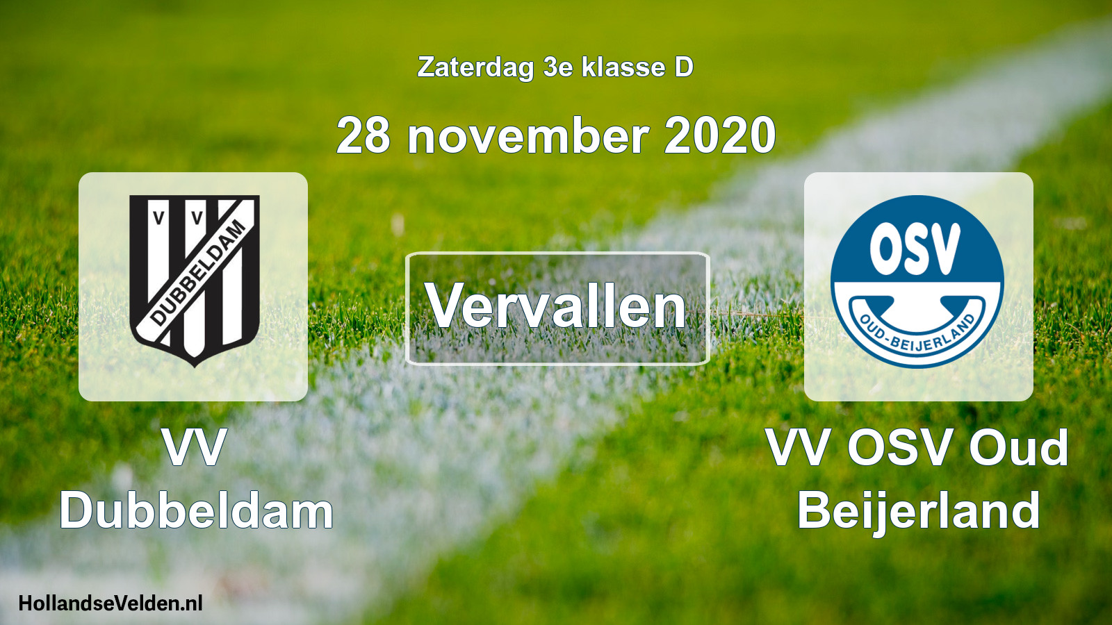 Scheduled Match: VV Dubbeldam - VV OSV Oud Beijerland (28 November 2020)