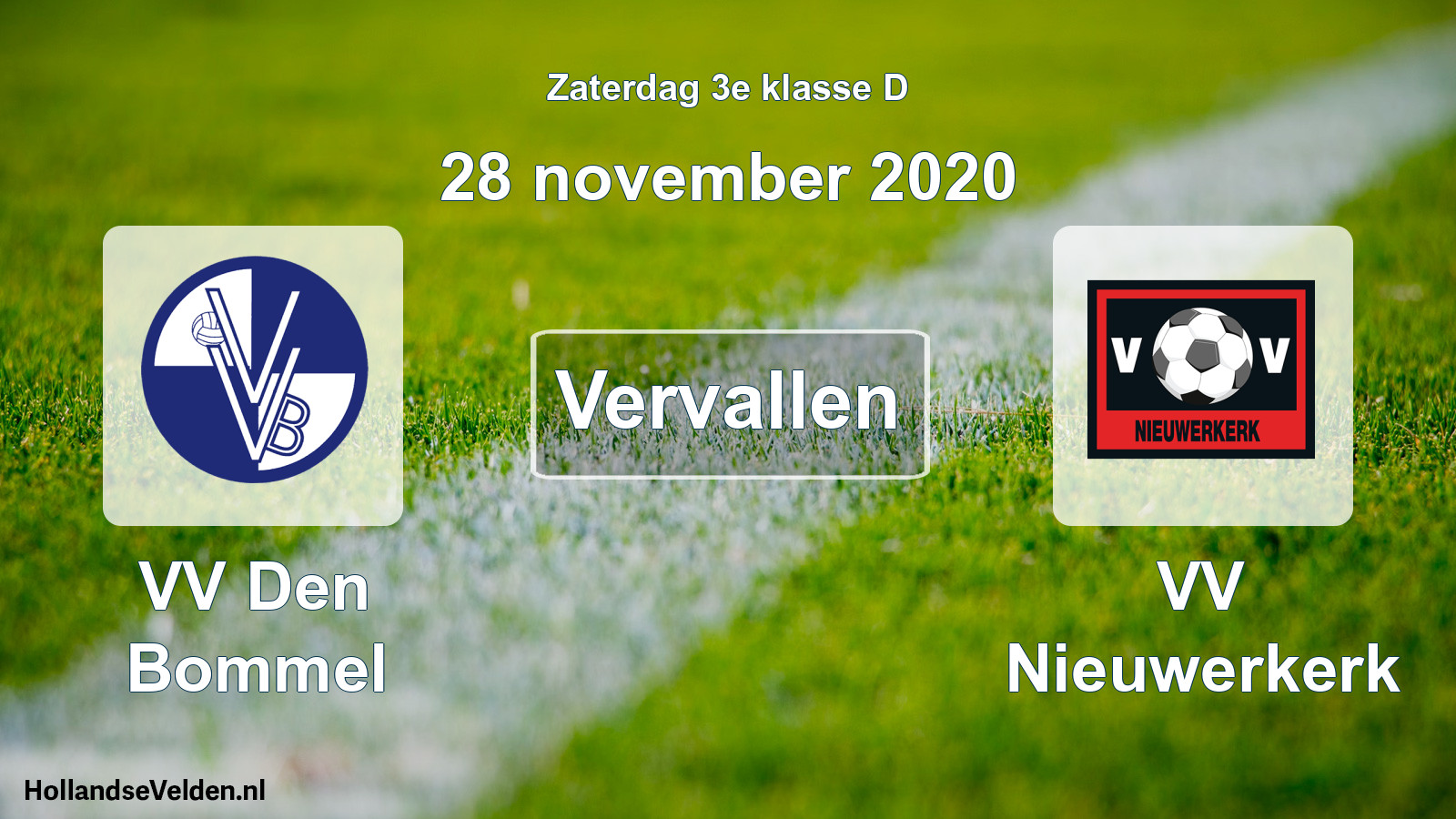 Scheduled Match: VV Den Bommel - VV Nieuwerkerk (28 November 2020)