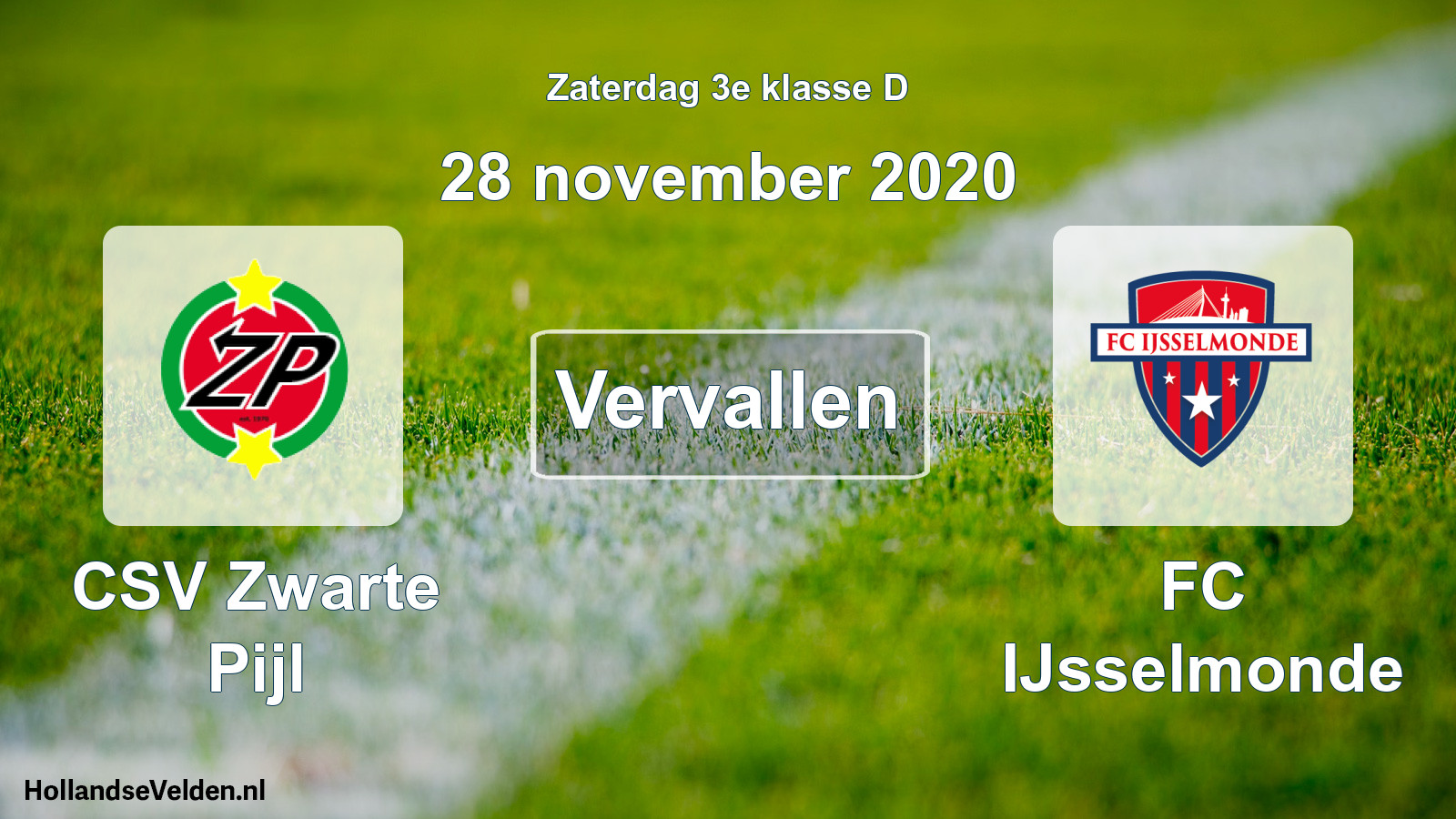 Scheduled Match: CSV Zwarte Pijl - FC IJsselmonde (28 November 2020)