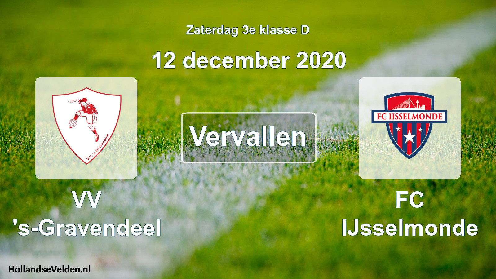 Scheduled Match: VV 's-Gravendeel - FC IJsselmonde (12 December 2020)