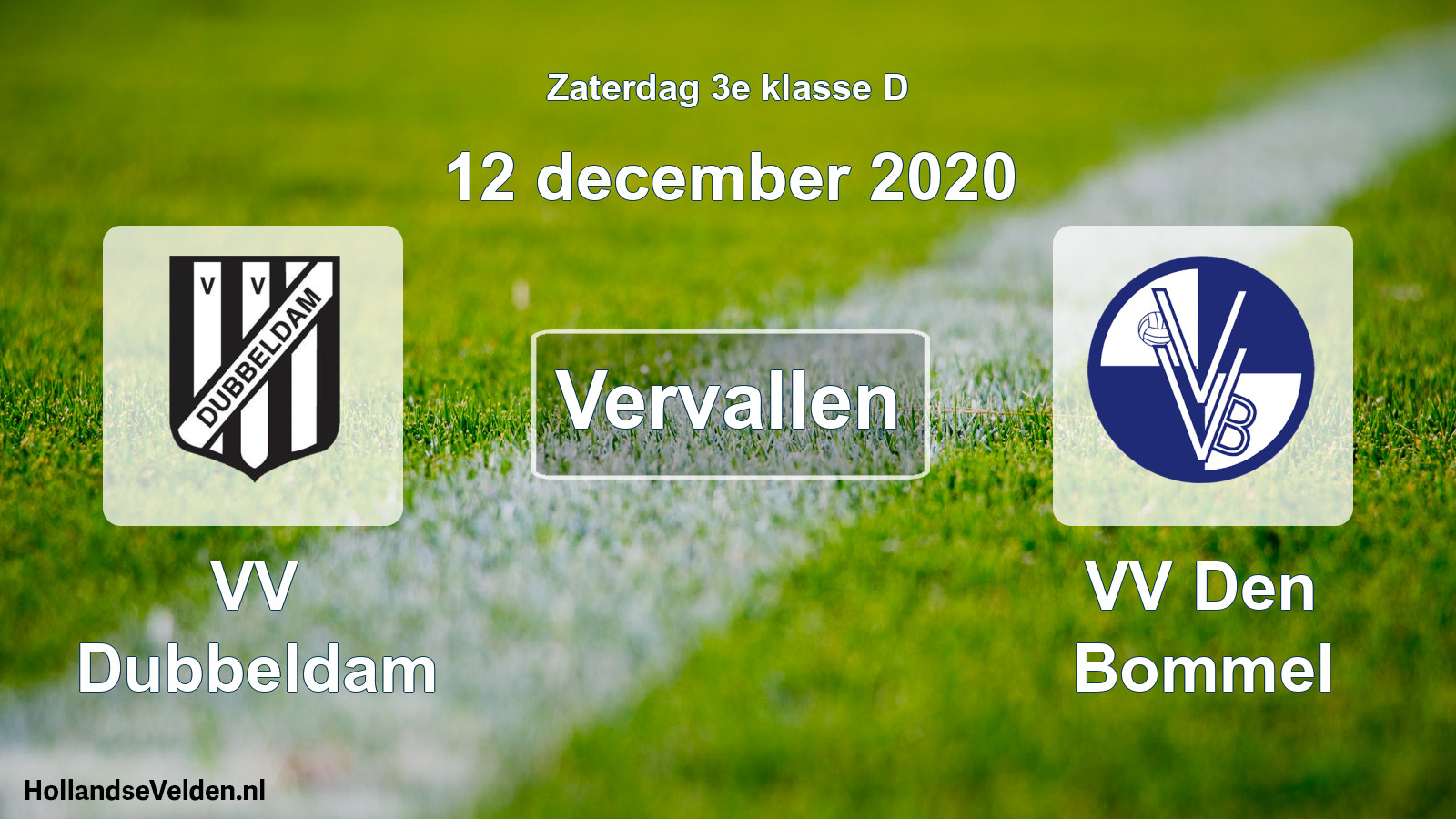 Scheduled Match: VV Dubbeldam - VV Den Bommel (12 December 2020)