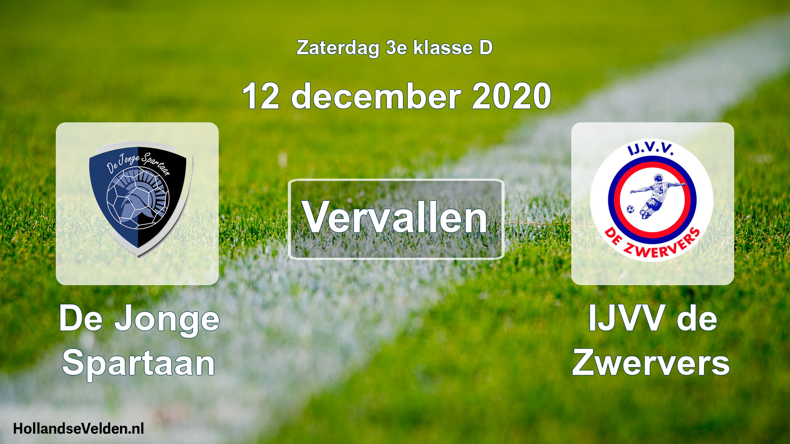 Scheduled Match: De Jonge Spartaan - IJVV de Zwervers (12 December 2020)