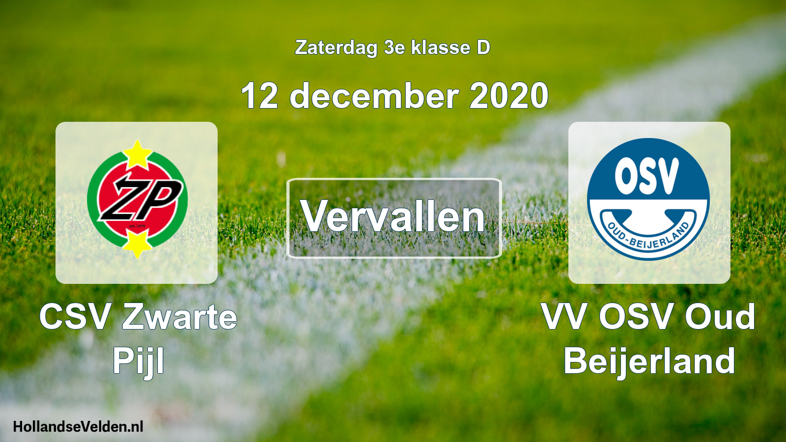 Scheduled Match: CSV Zwarte Pijl - VV OSV Oud Beijerland (12 December 2020)