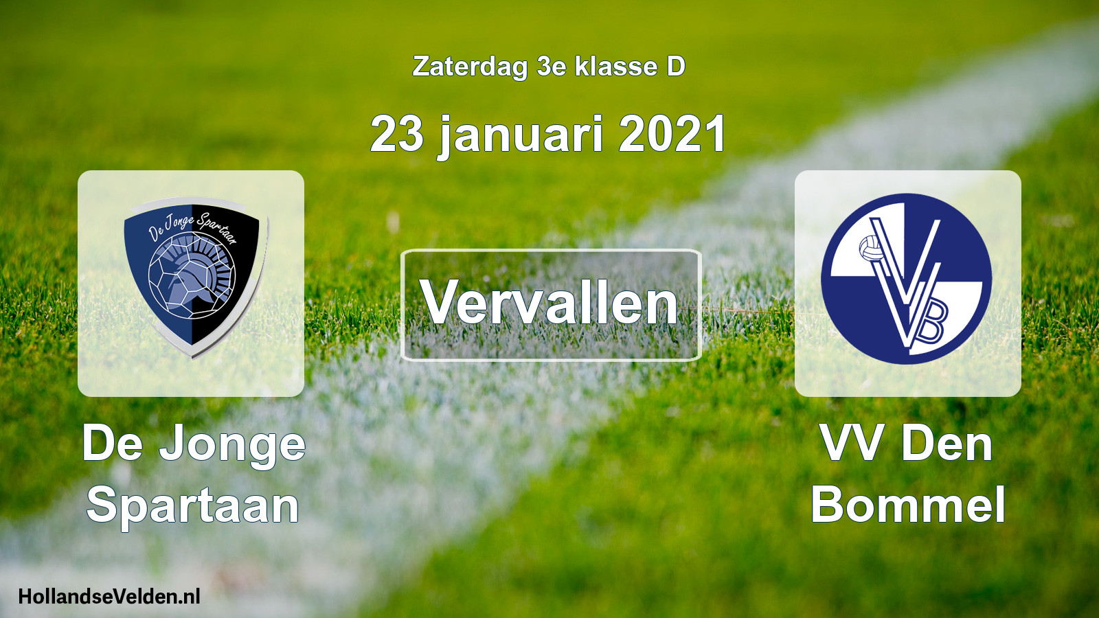 Scheduled Match: De Jonge Spartaan - VV Den Bommel (23 January 2021)