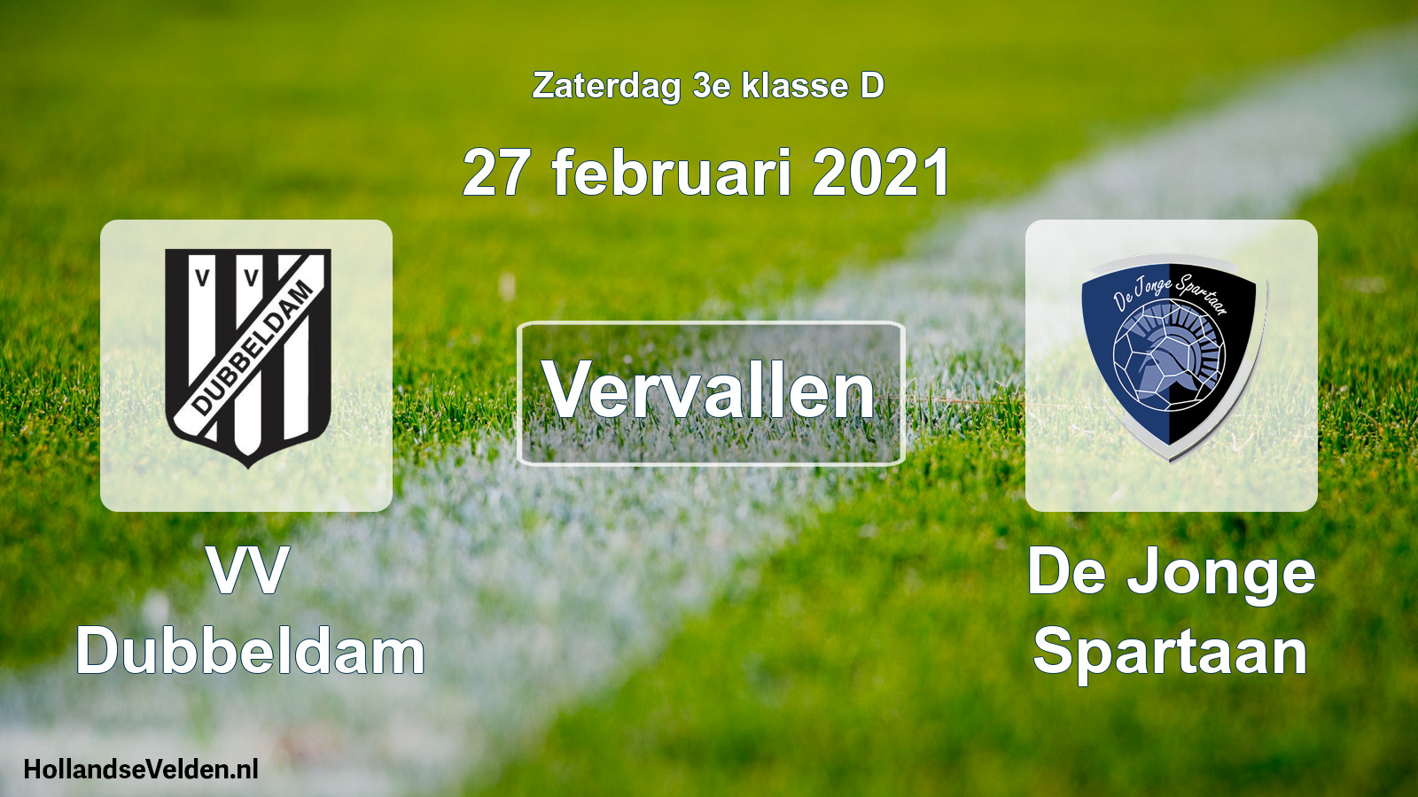 Scheduled Match: VV Dubbeldam - De Jonge Spartaan (27 February 2021)