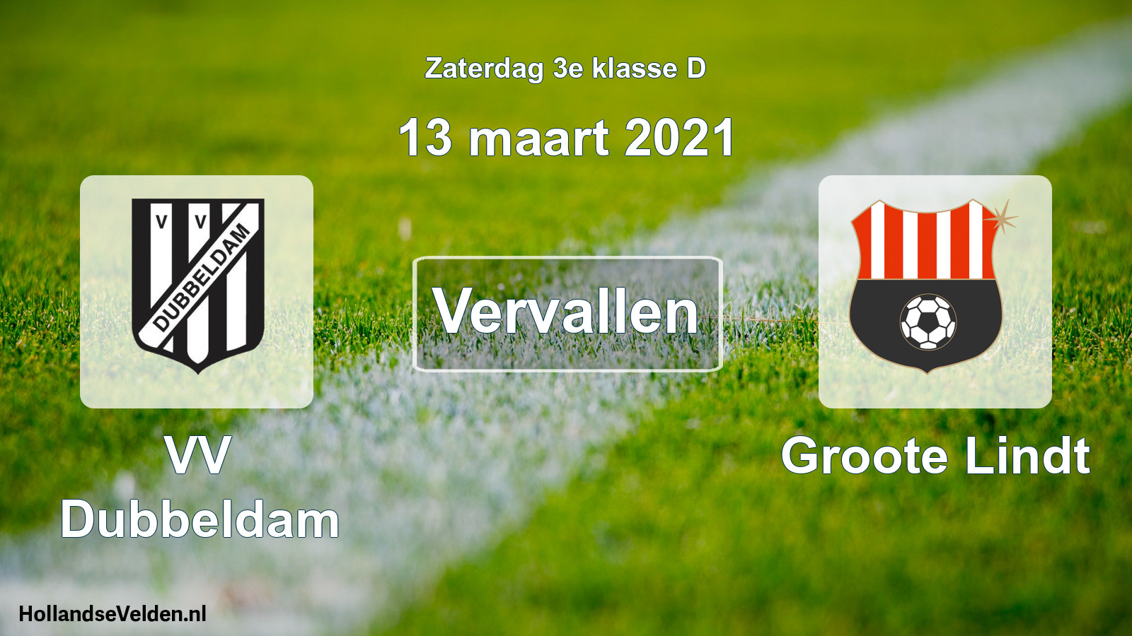 Scheduled Match: VV Dubbeldam - Groote Lindt (13 March 2021)