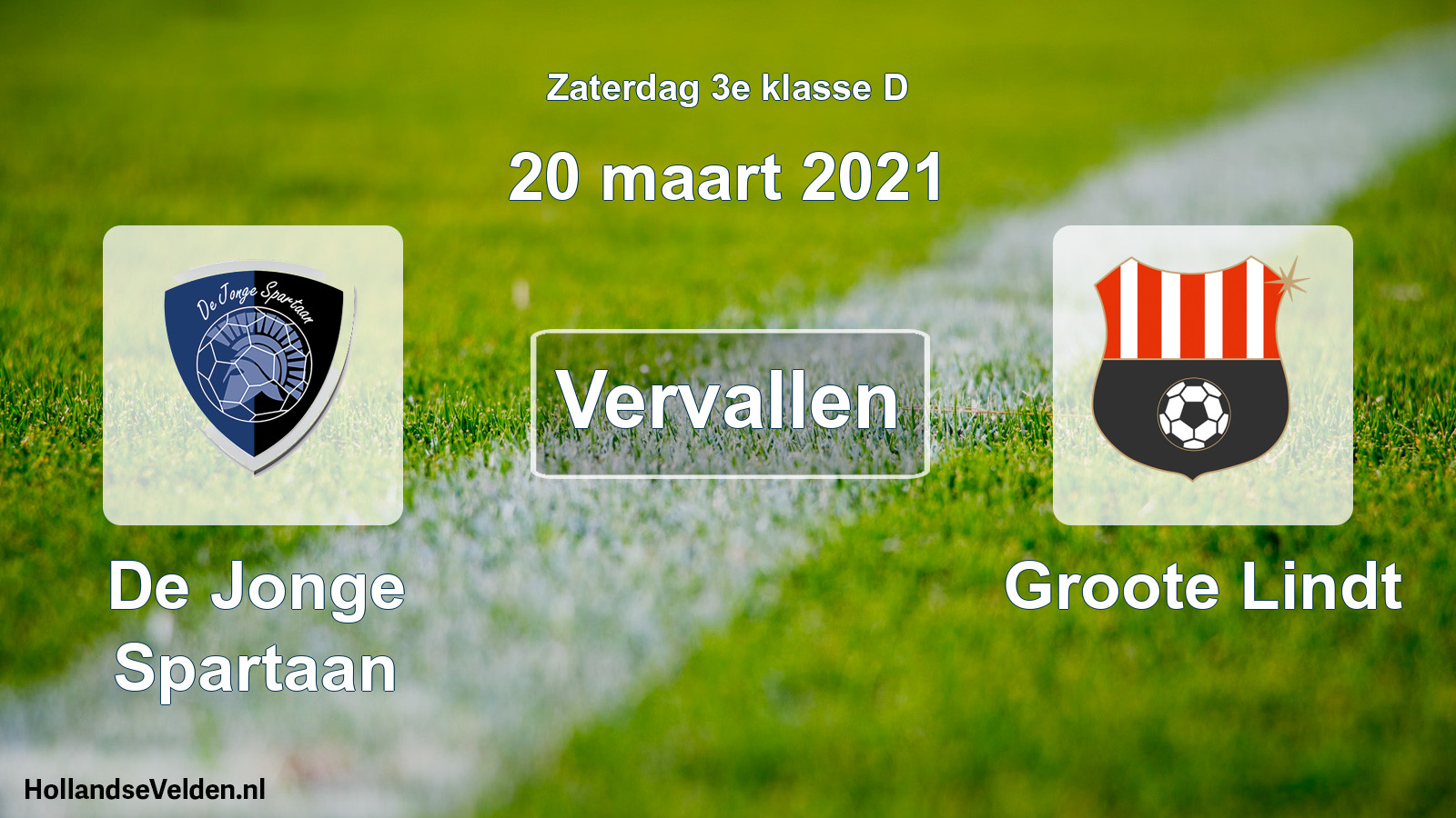 Scheduled Match: De Jonge Spartaan - Groote Lindt (20 March 2021)