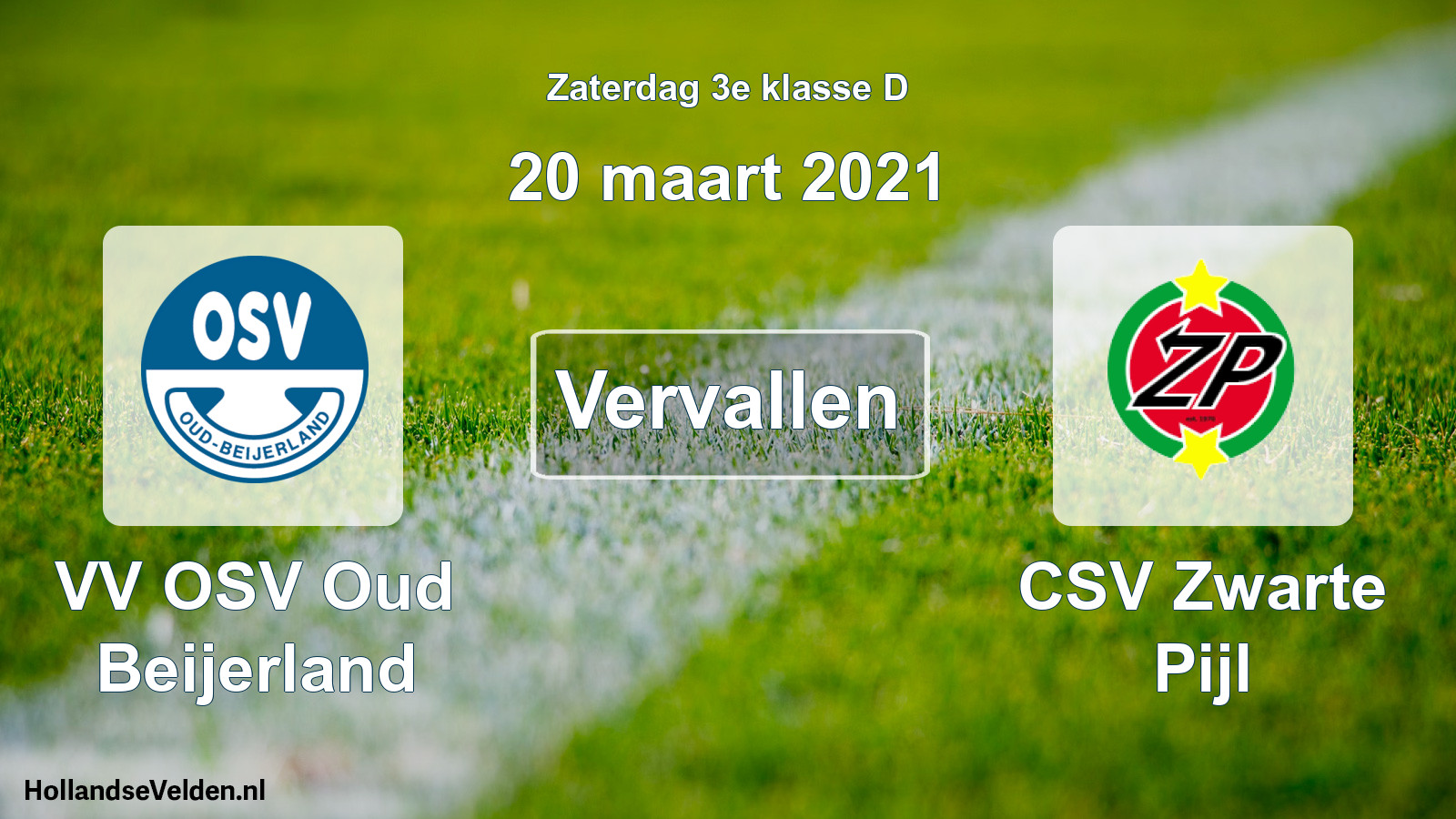 Scheduled Match: VV OSV Oud Beijerland - CSV Zwarte Pijl (20 March 2021)