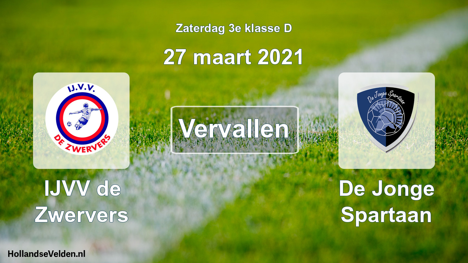 Scheduled Match: IJVV de Zwervers - De Jonge Spartaan (27 March 2021)