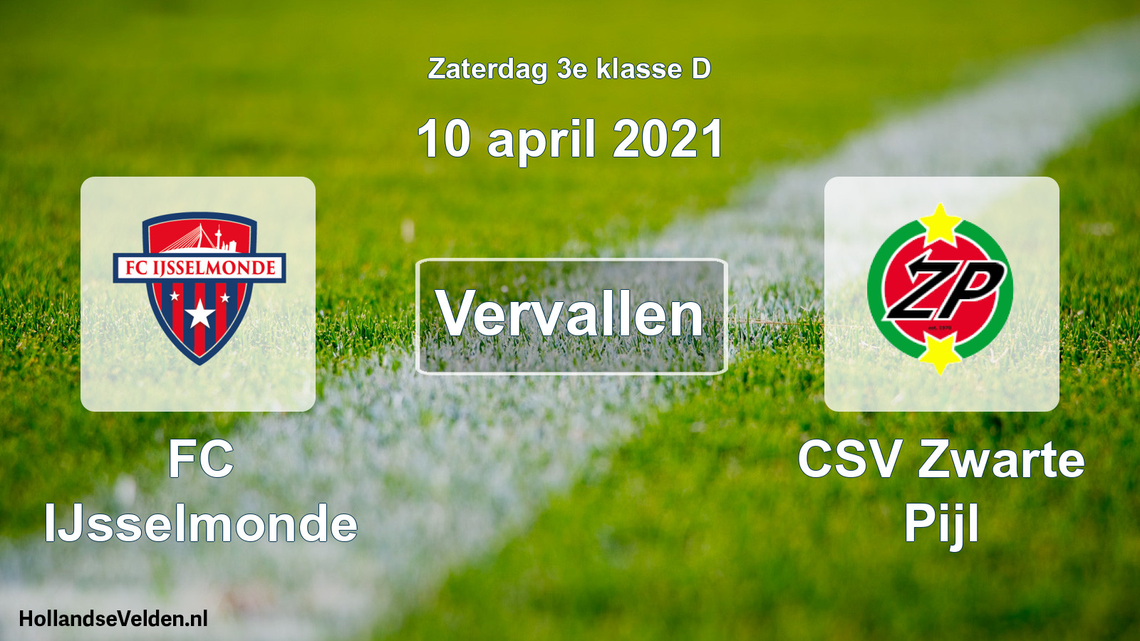 Scheduled Match: FC IJsselmonde - CSV Zwarte Pijl (10 April 2021)