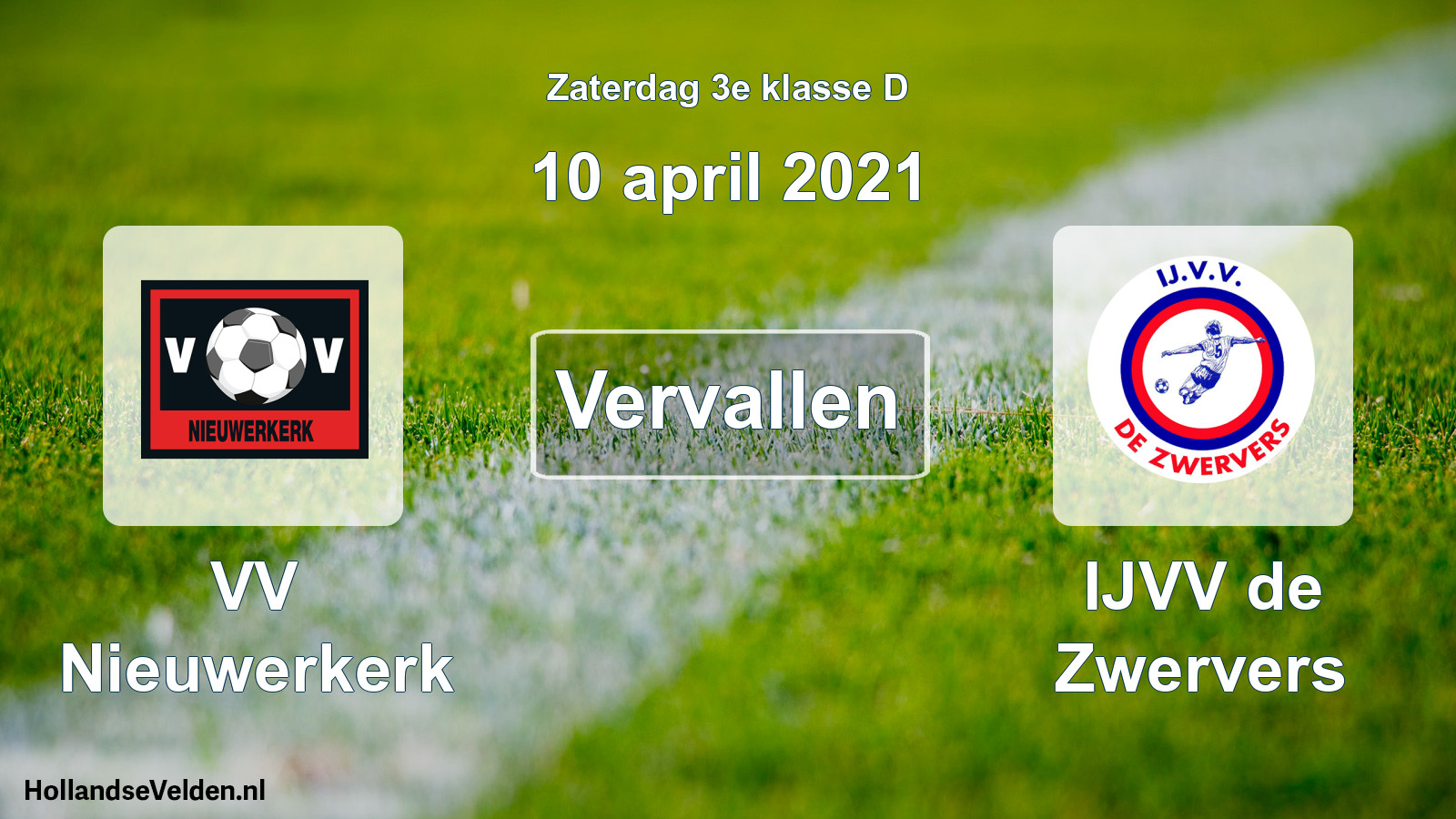Scheduled Match: VV Nieuwerkerk - IJVV de Zwervers (10 April 2021)