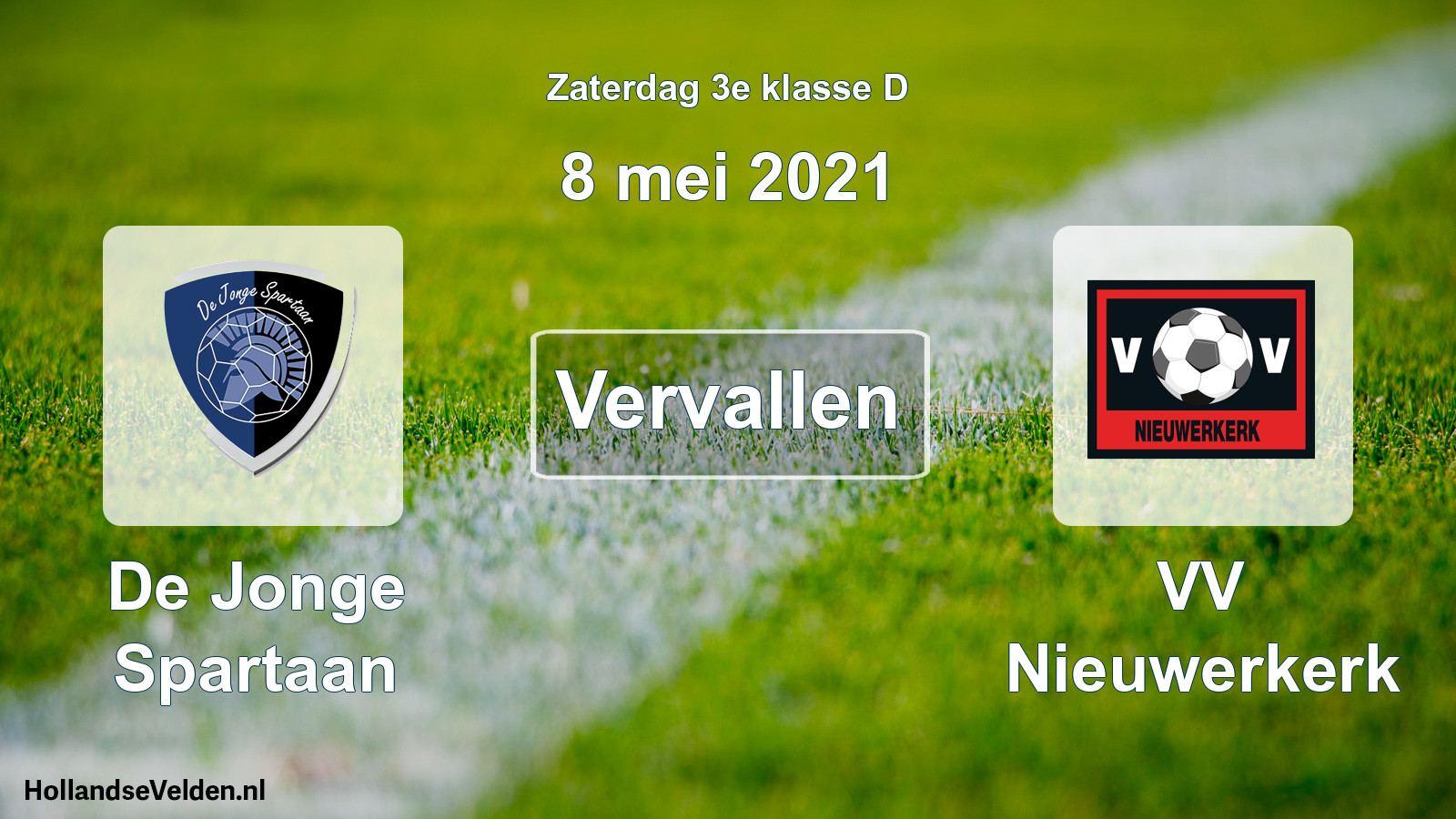 Scheduled Match: De Jonge Spartaan - VV Nieuwerkerk (8 May 2021)