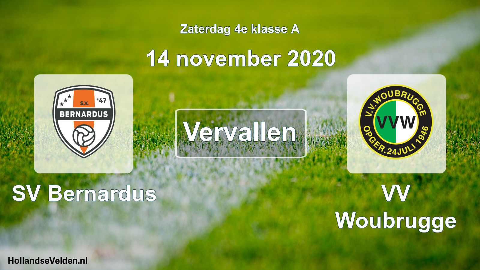 Scheduled Match: SV Bernardus - VV Woubrugge (14 November 2020)