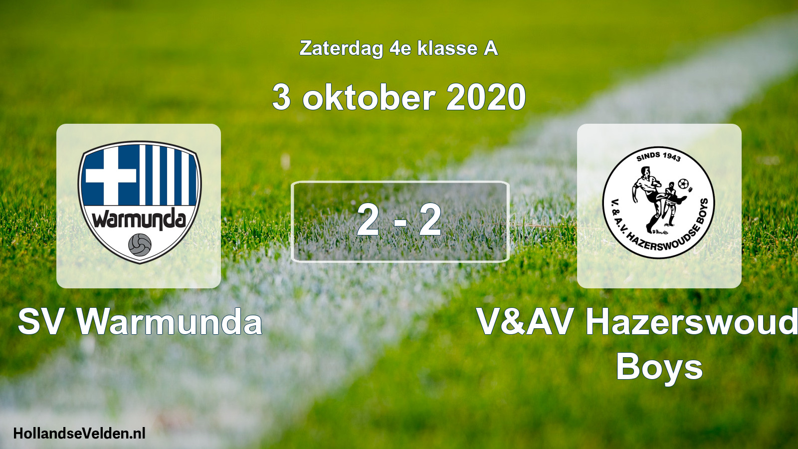 Total number of matches played: SV Warmunda - V&AV Hazerswoudse Boys 2 - 2 (3 October 2020)