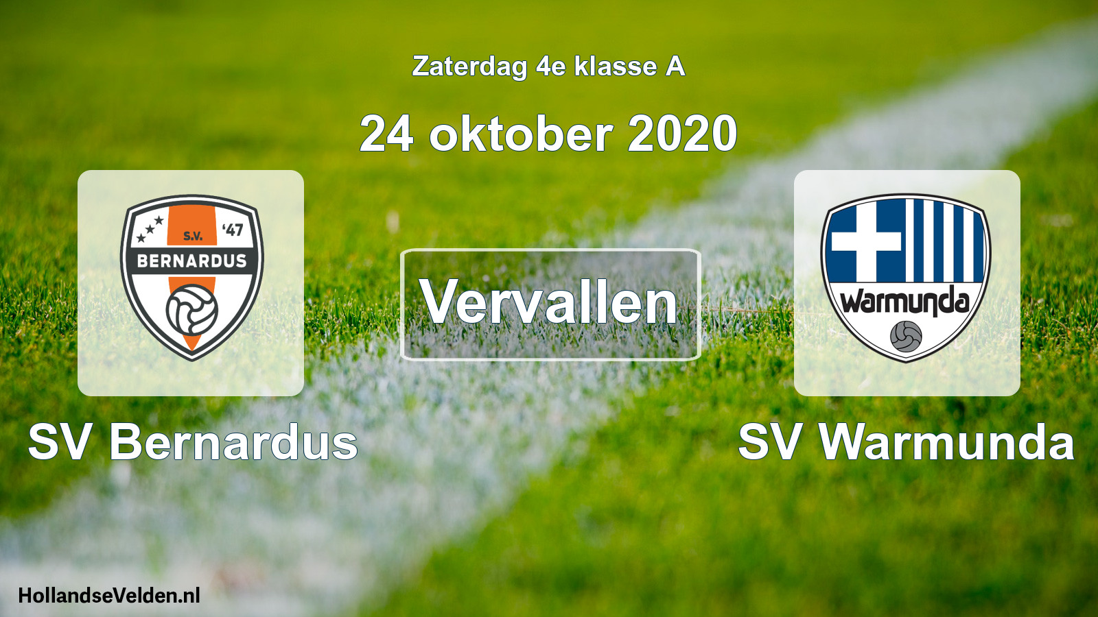Scheduled Match: SV Bernardus - SV Warmunda (24 October 2020)