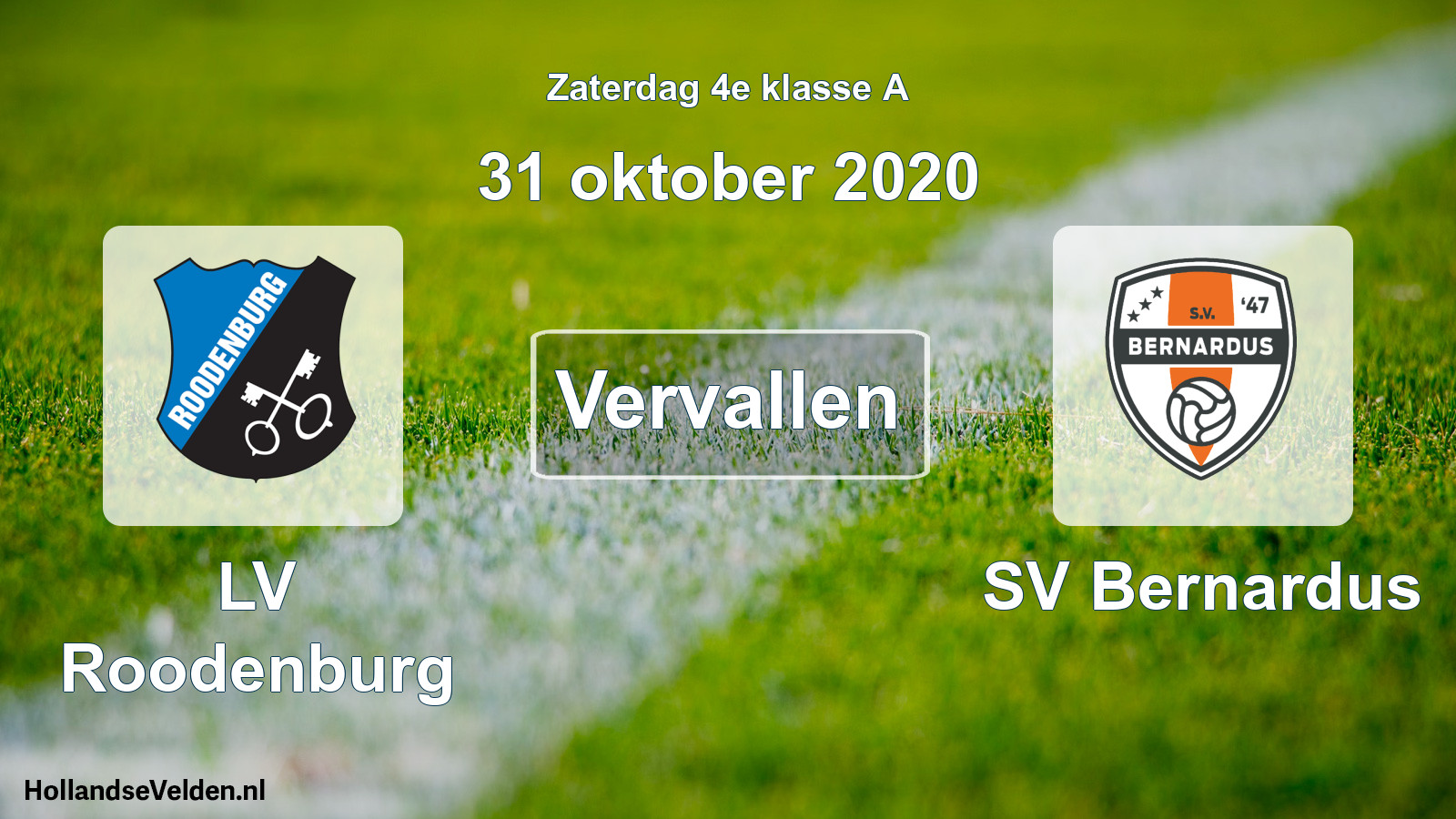 Scheduled Match: LV Roodenburg - SV Bernardus (31 October 2020)