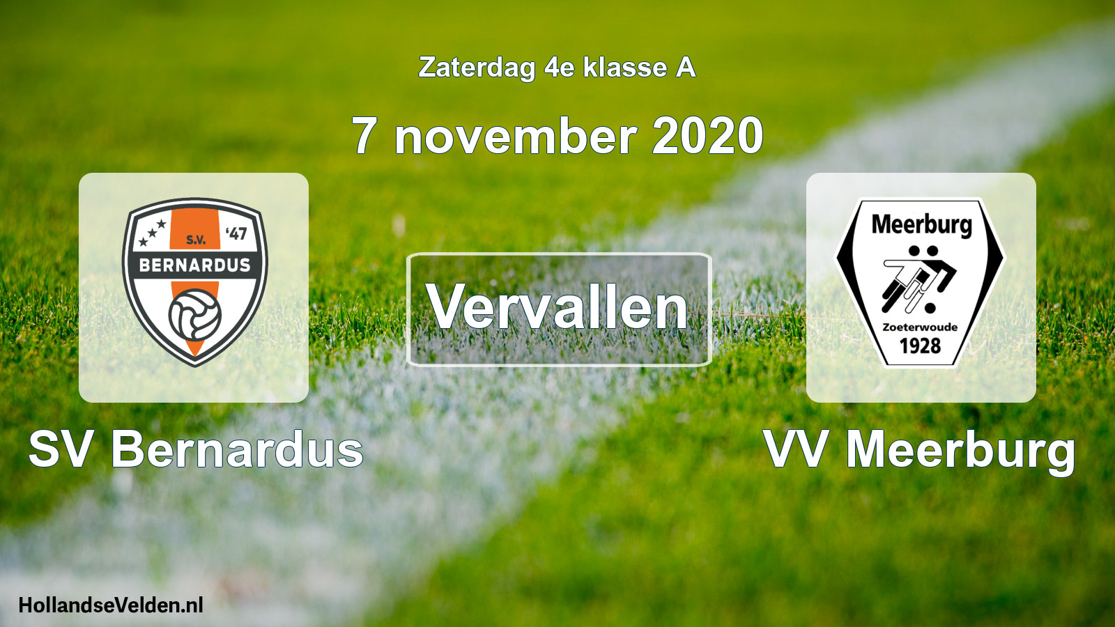 Scheduled Match: SV Bernardus - VV Meerburg (7 November 2020)