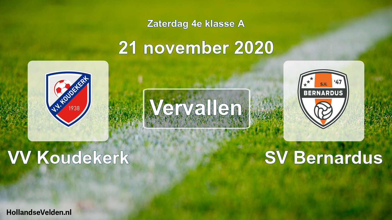 Scheduled Match: VV Koudekerk - SV Bernardus (21 November 2020)