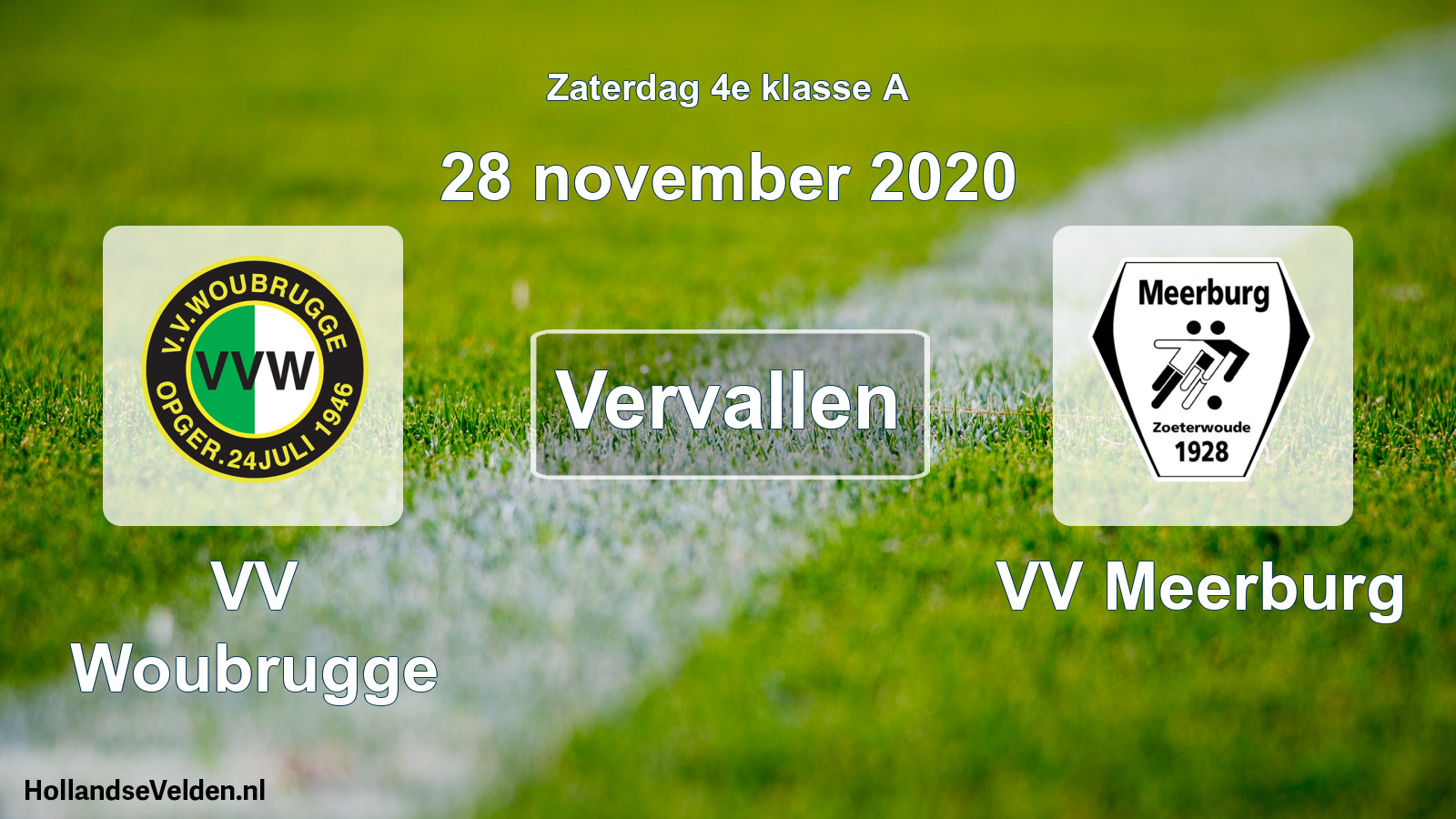 Scheduled Match: VV Woubrugge - VV Meerburg (28 November 2020)