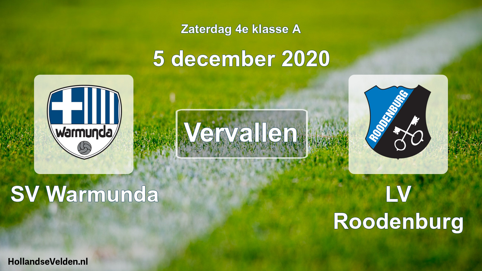 Scheduled Match: SV Warmunda - LV Roodenburg (5 December 2020)
