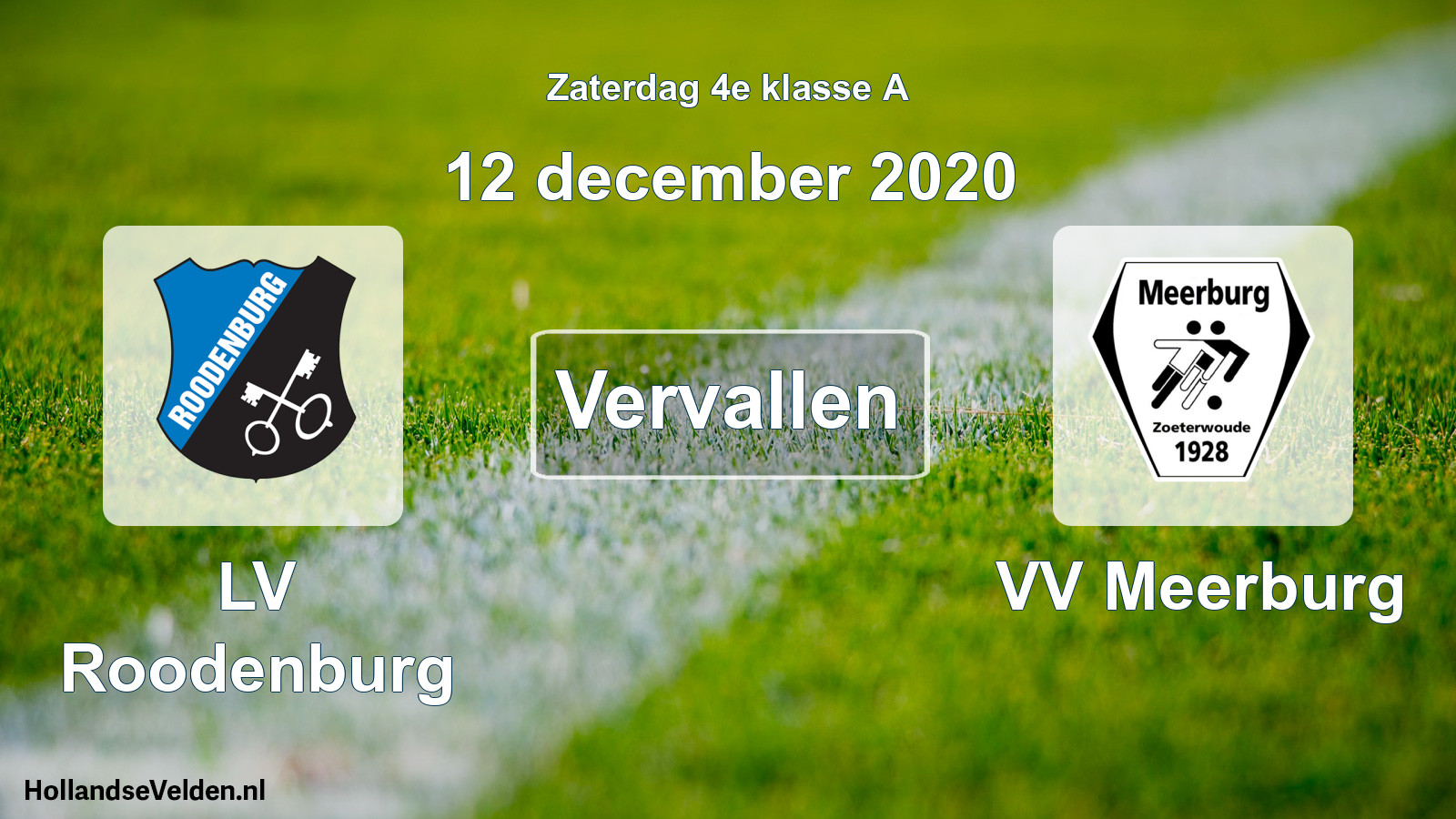 Scheduled Match: LV Roodenburg - VV Meerburg (12 December 2020)