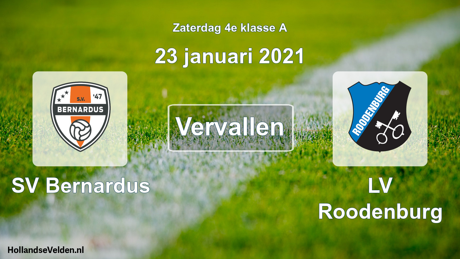 Scheduled Match: SV Bernardus - LV Roodenburg (23 January 2021)