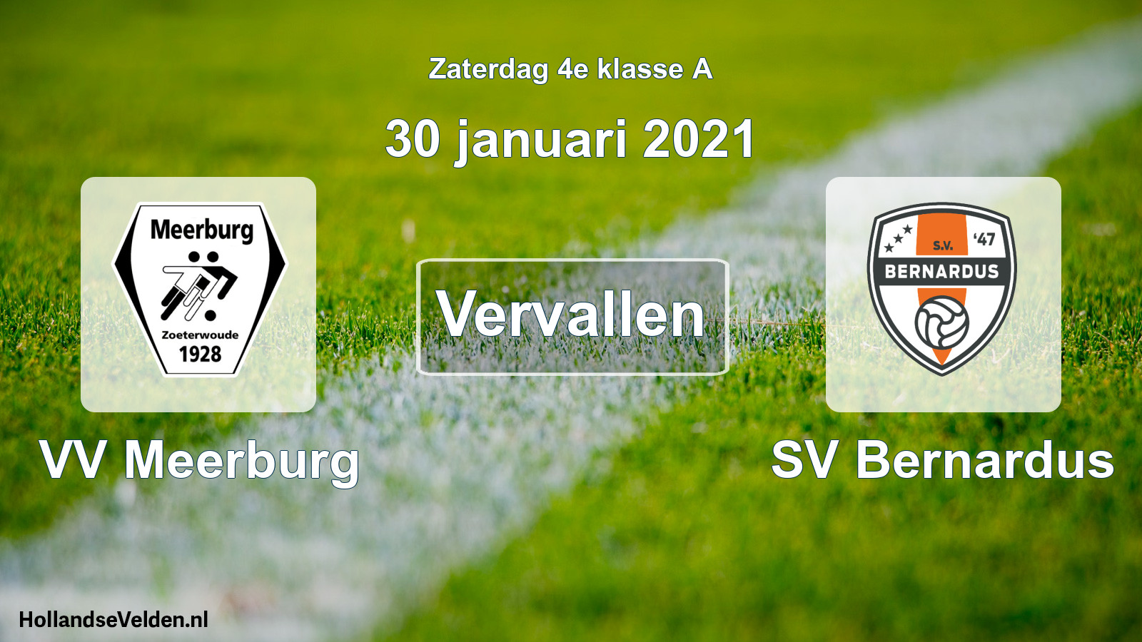 Scheduled Match: VV Meerburg - SV Bernardus (30 January 2021)