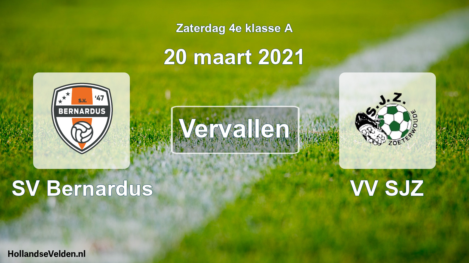 Scheduled Match: SV Bernardus - VV SJZ (20 March 2021)