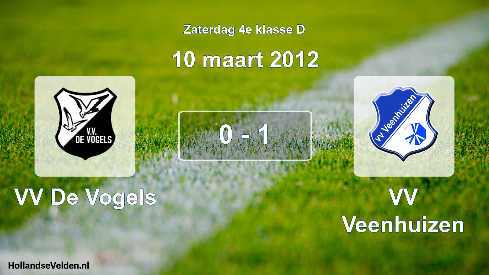 Total number of matches played: VV De Vogels - VV Veenhuizen 0 - 1 (10 March 2012)