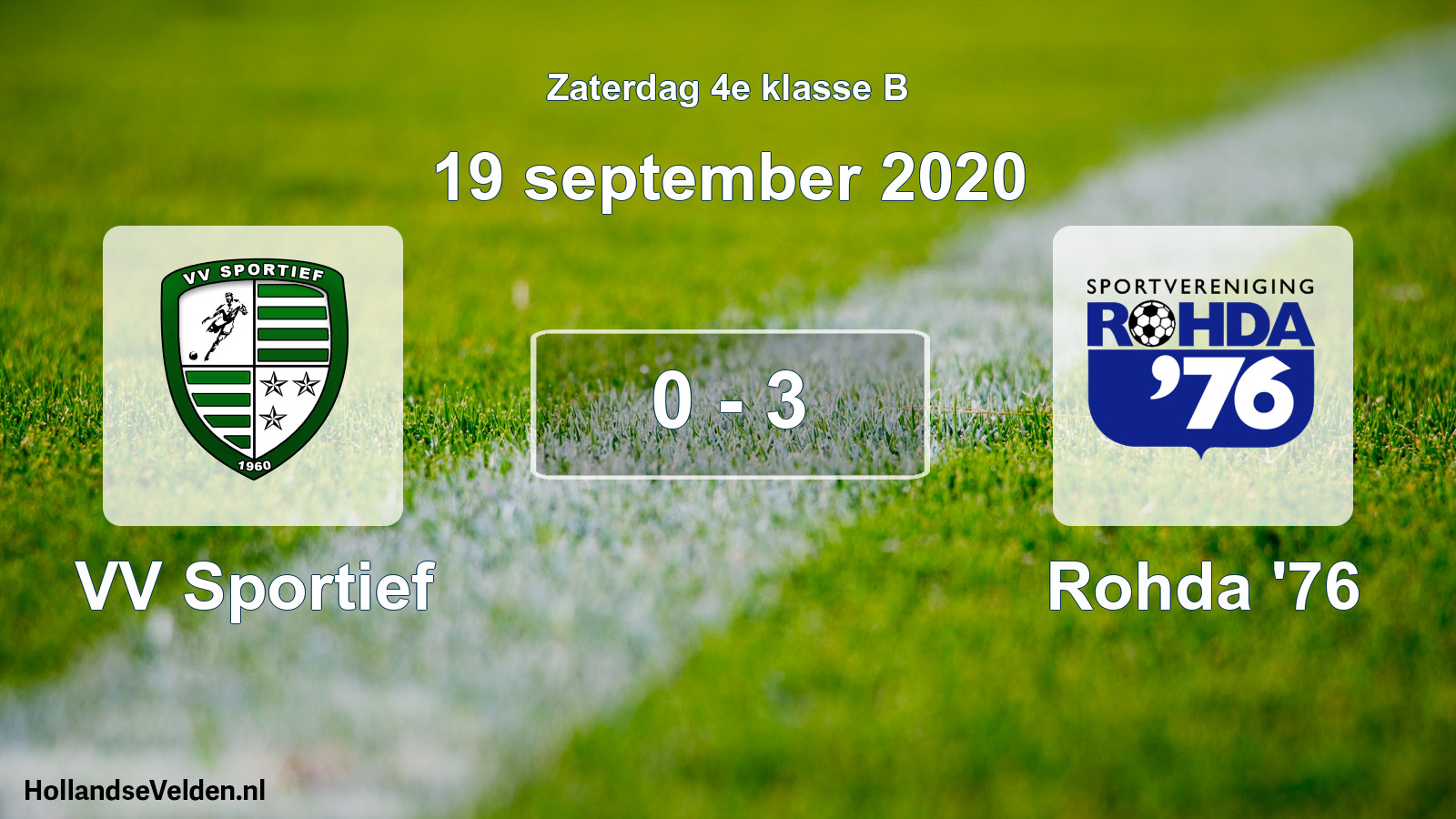 Total number of matches played: VV Sportief - Rohda '76 0 - 3 (19 September 2020)