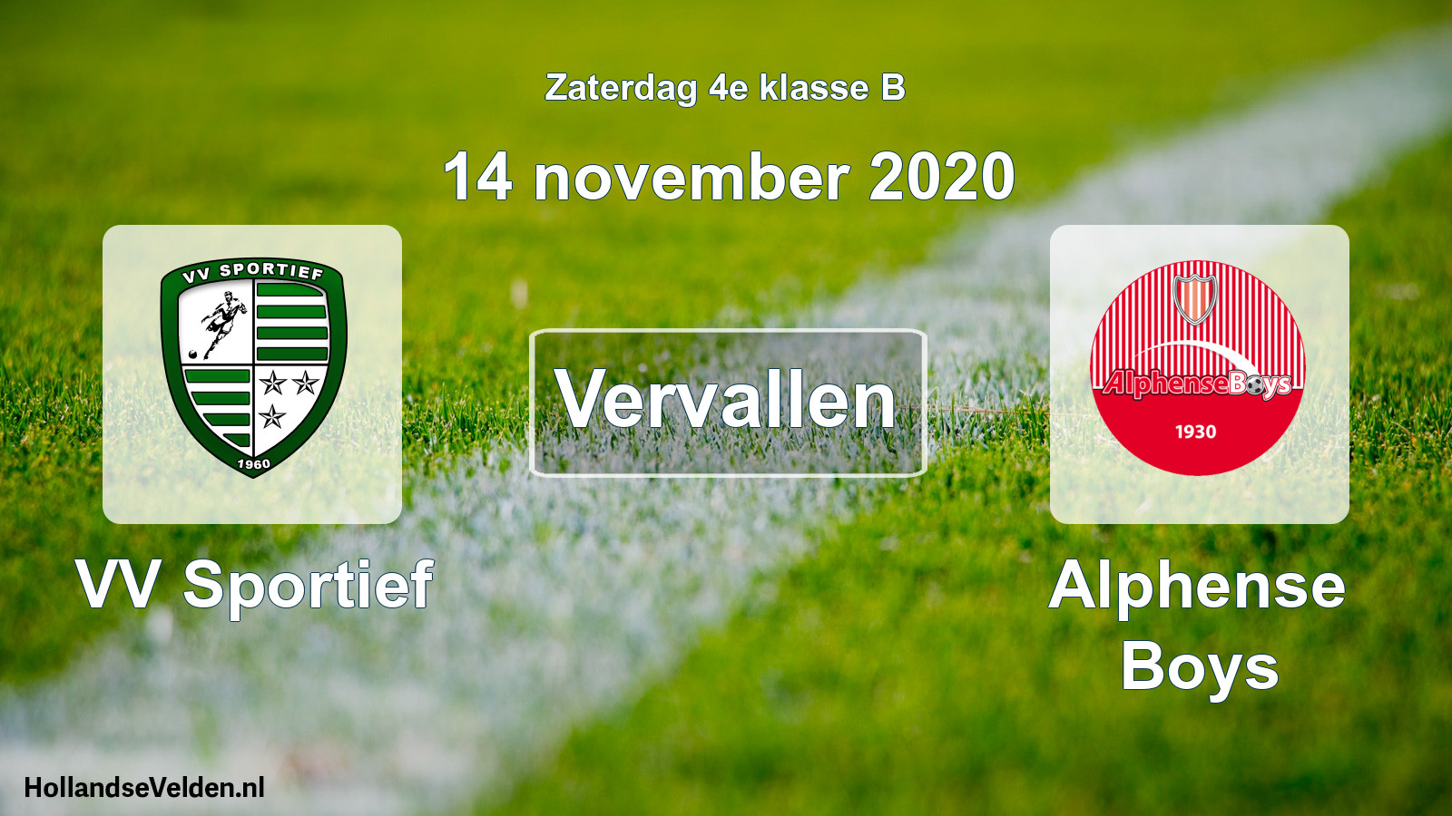 Scheduled Match: VV Sportief - Alphense Boys (14 November 2020)