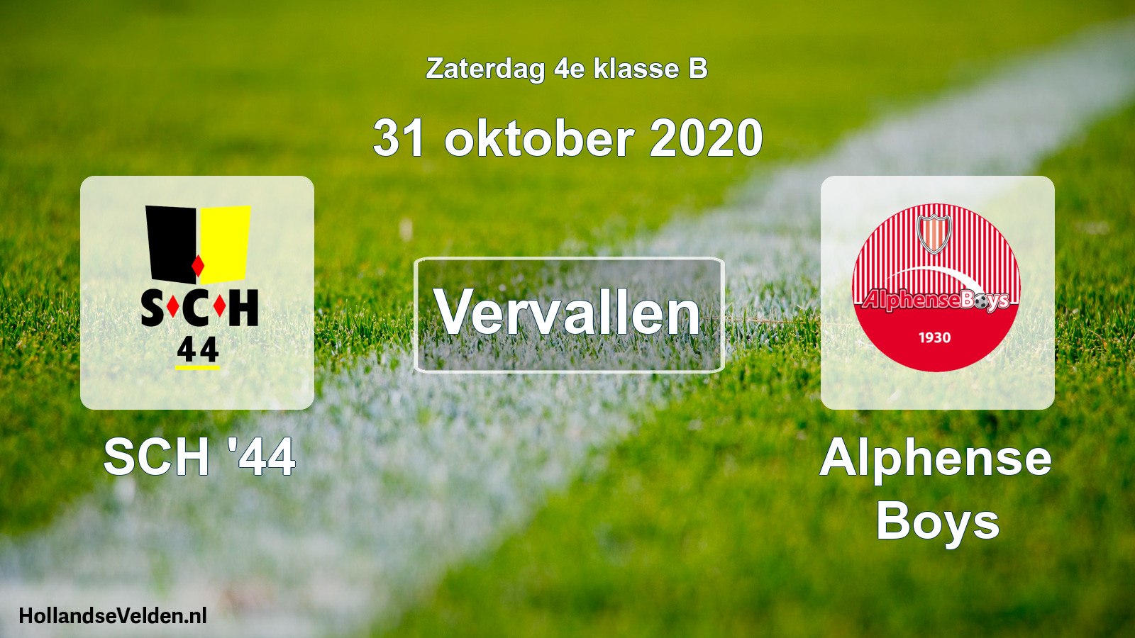 Scheduled Match: SCH '44 - Alphense Boys (31 October 2020)