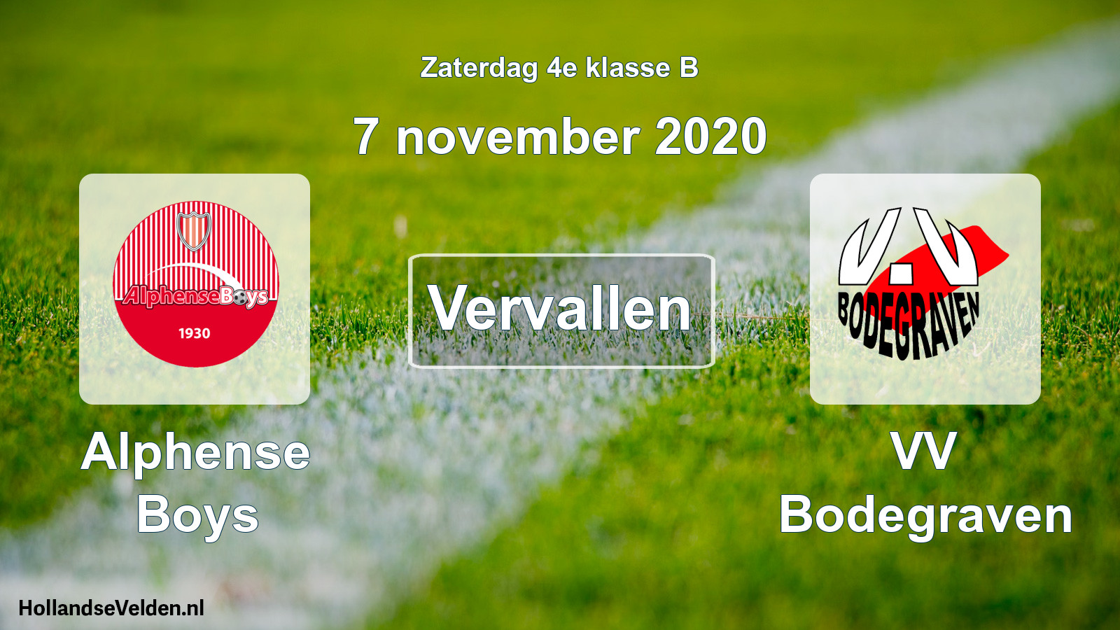 Scheduled Match: Alphense Boys - VV Bodegraven (7 November 2020)