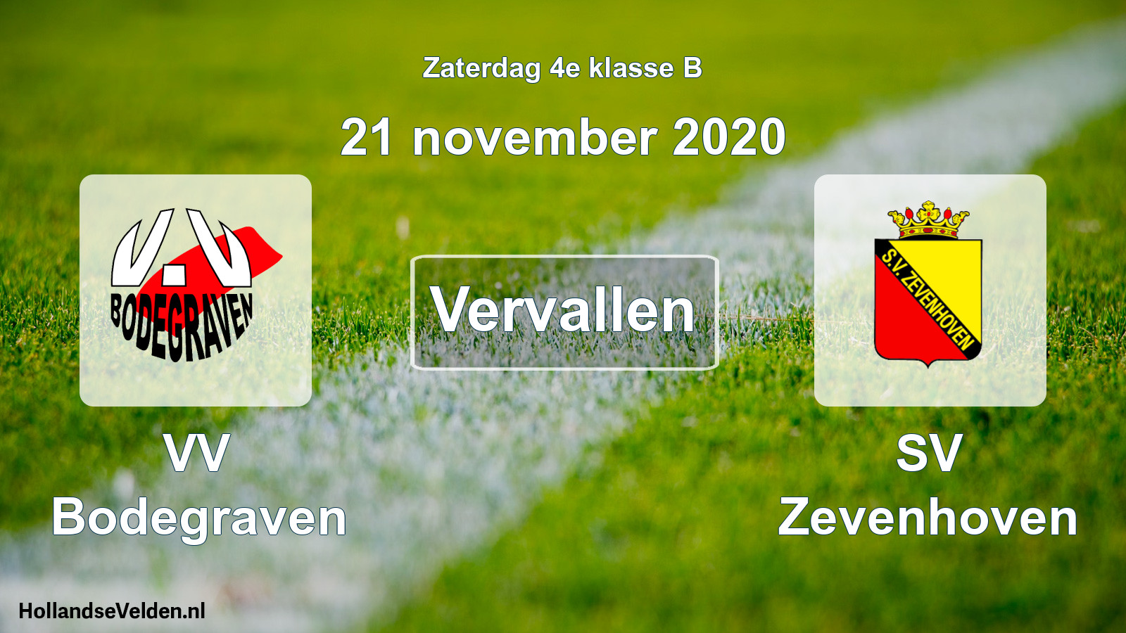 Scheduled Match: VV Bodegraven - SV Zevenhoven (21 November 2020)