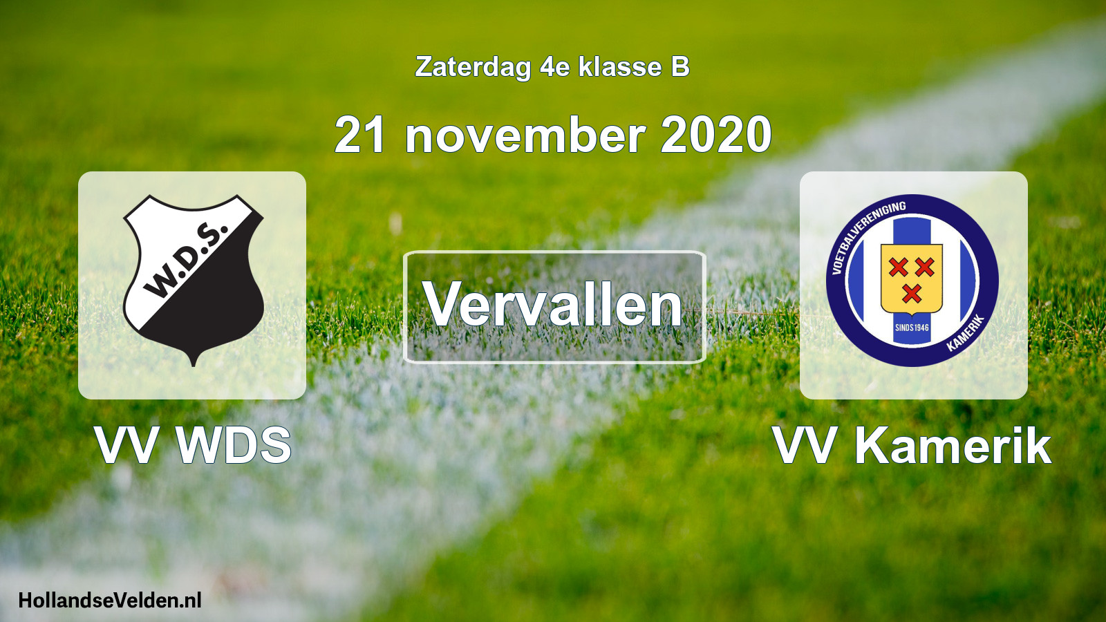 Scheduled Match: VV WDS - VV Kamerik (21 November 2020)