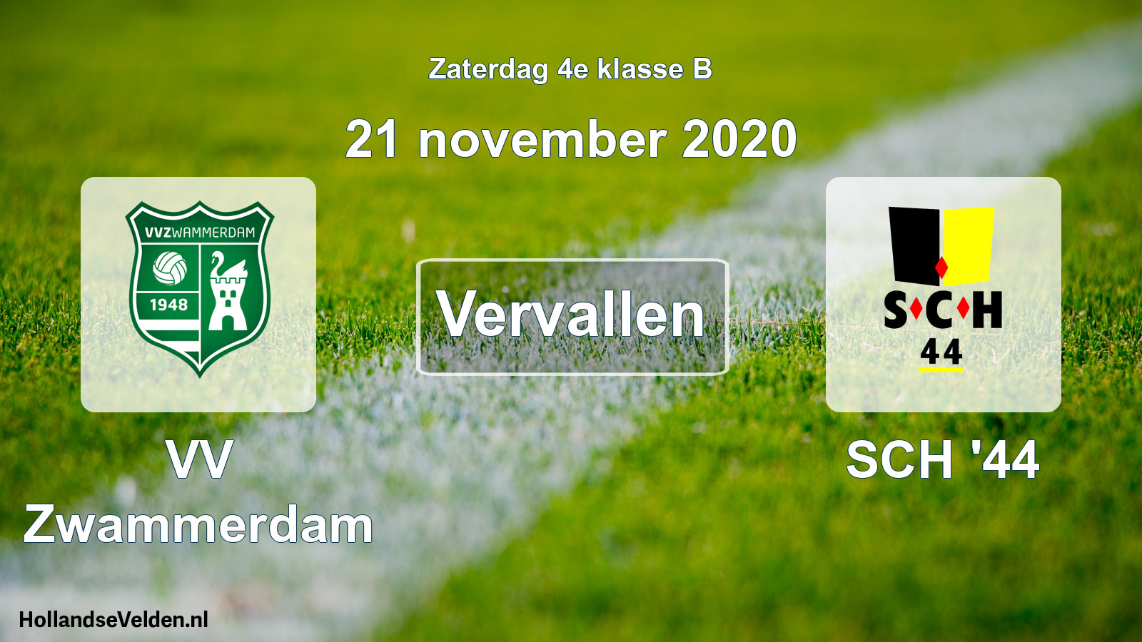 Scheduled Match: VV Zwammerdam - SCH '44 (21 November 2020)