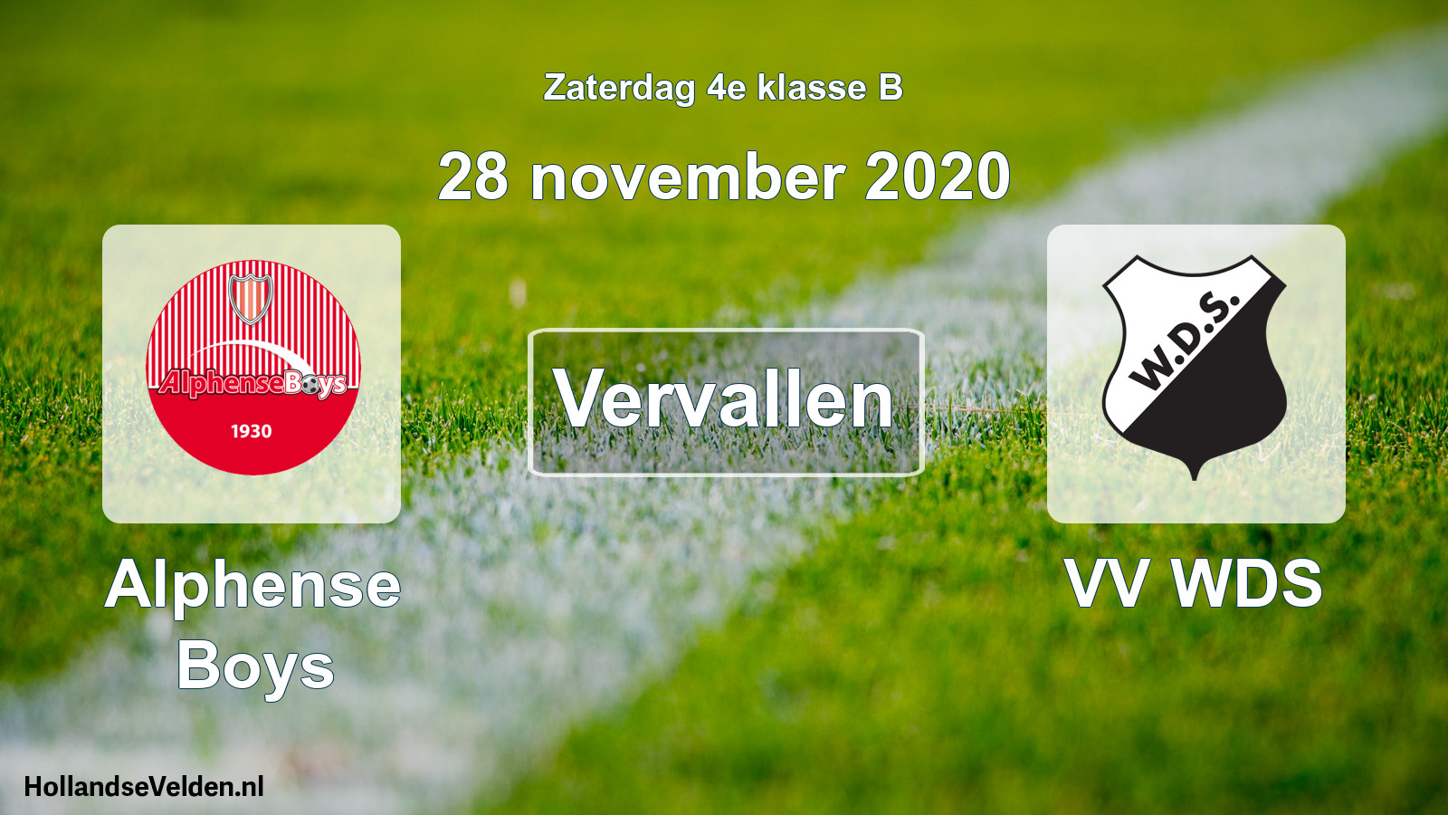 Scheduled Match: Alphense Boys - VV WDS (28 November 2020)