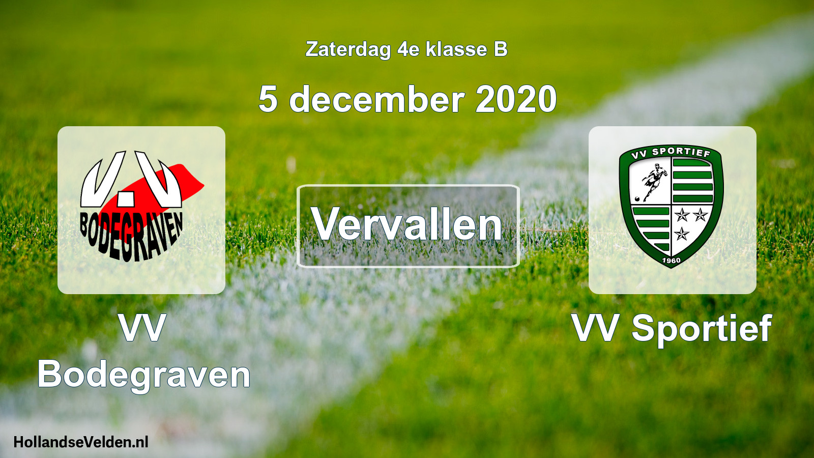Scheduled Match: VV Bodegraven - VV Sportief (5 December 2020)