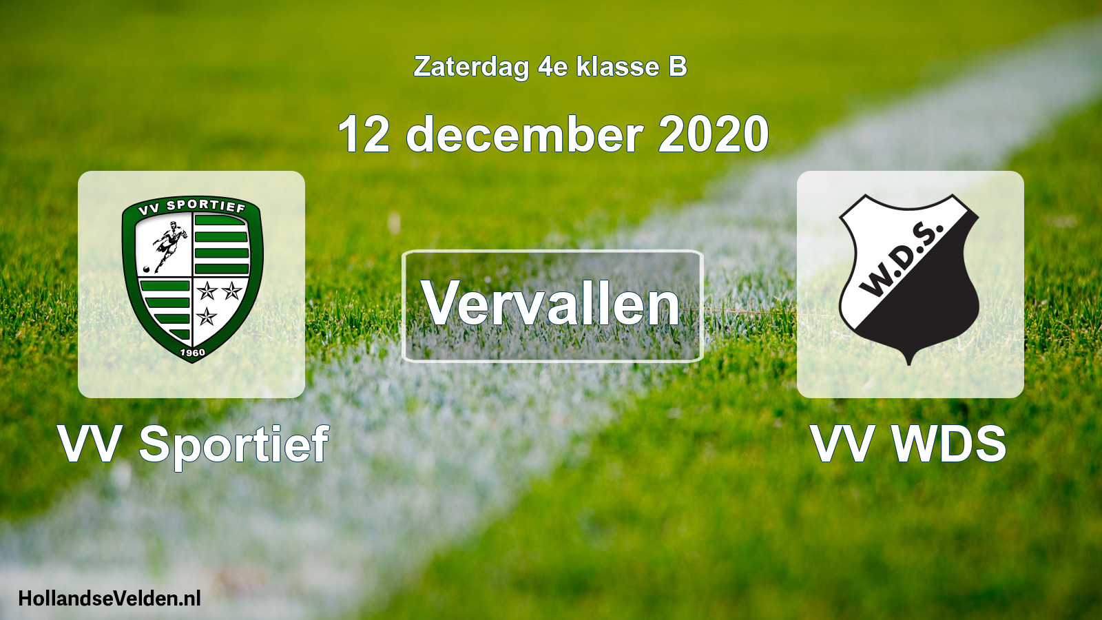 Scheduled Match: VV Sportief - VV WDS (12 December 2020)