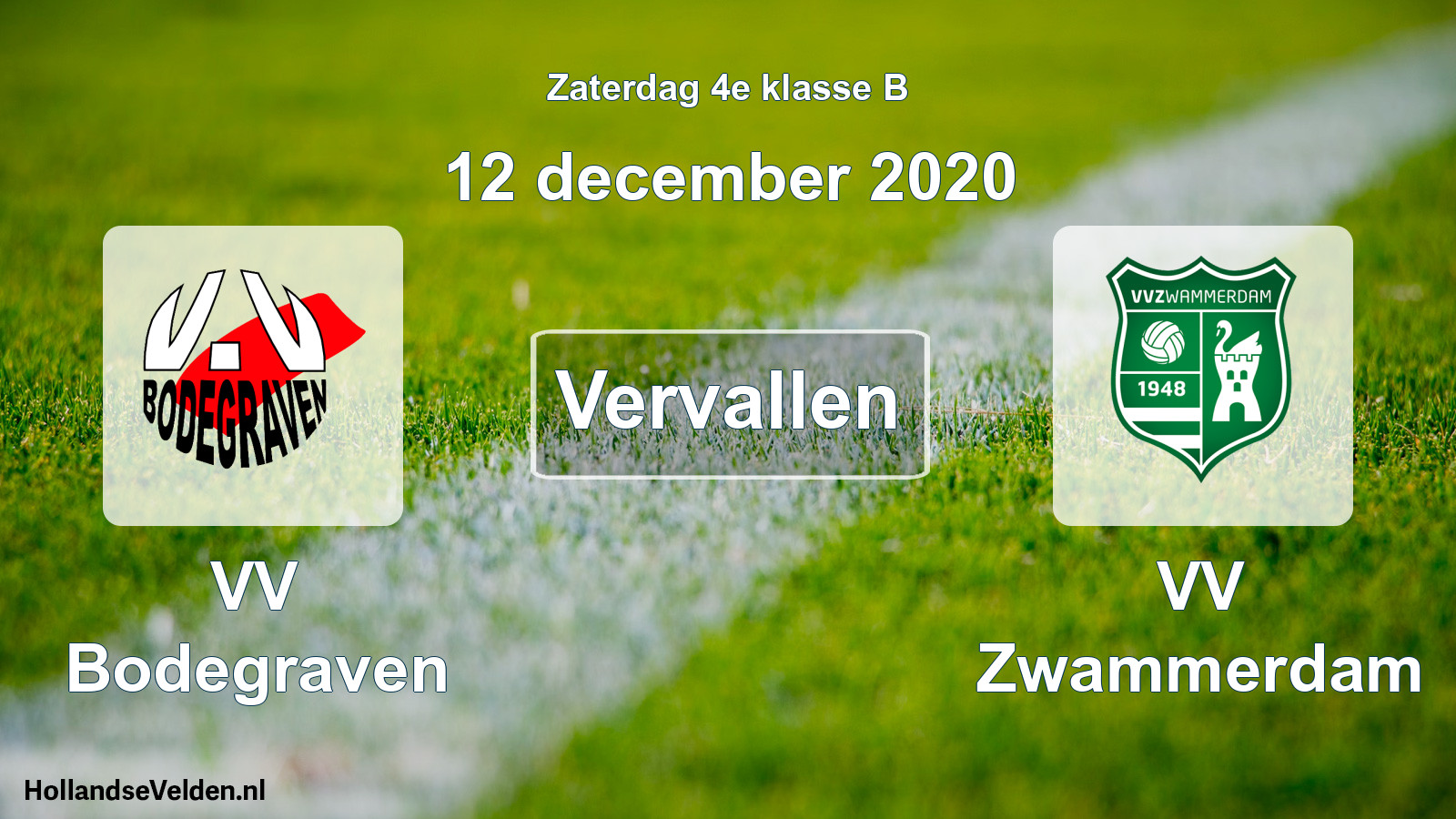 Scheduled Match: VV Bodegraven - VV Zwammerdam (12 December 2020)
