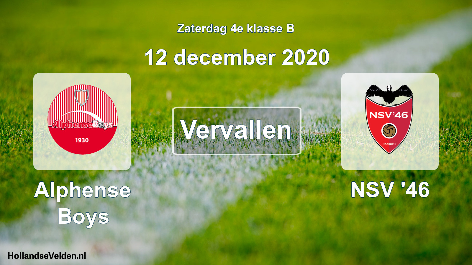 Scheduled Match: Alphense Boys - NSV '46 (12 December 2020)