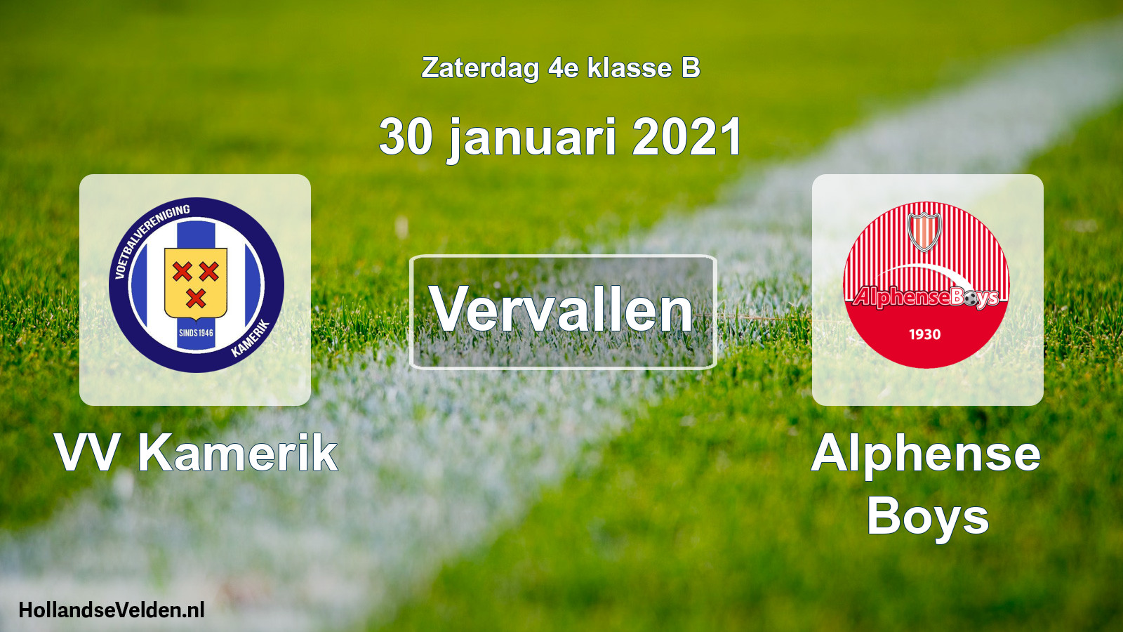 Scheduled Match: VV Kamerik - Alphense Boys (30 January 2021)