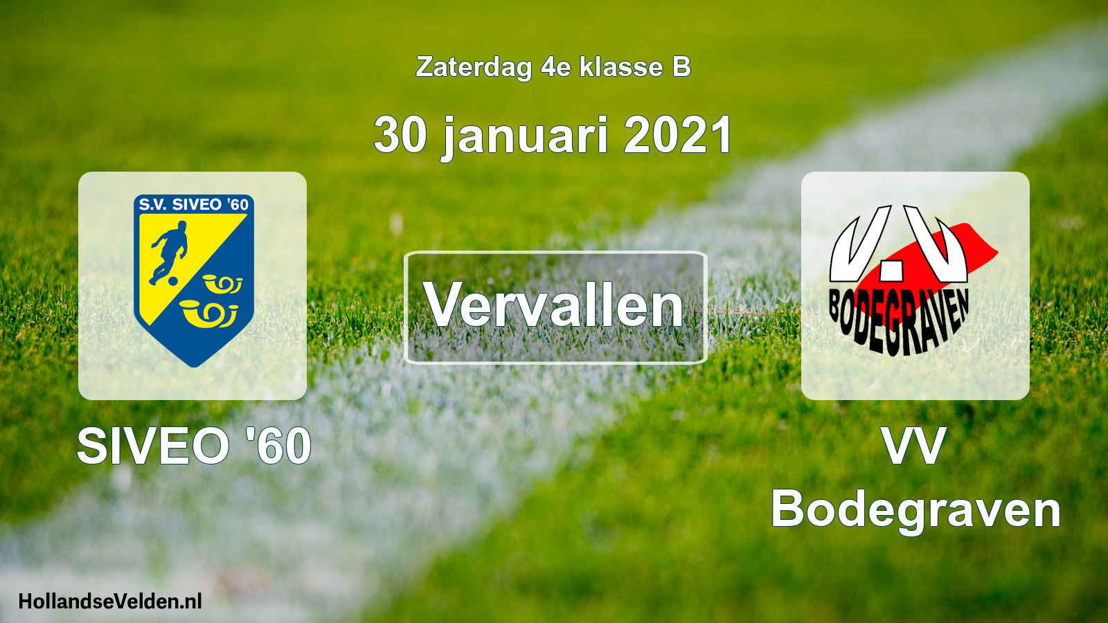Scheduled Match: SIVEO '60 - VV Bodegraven (30 January 2021)