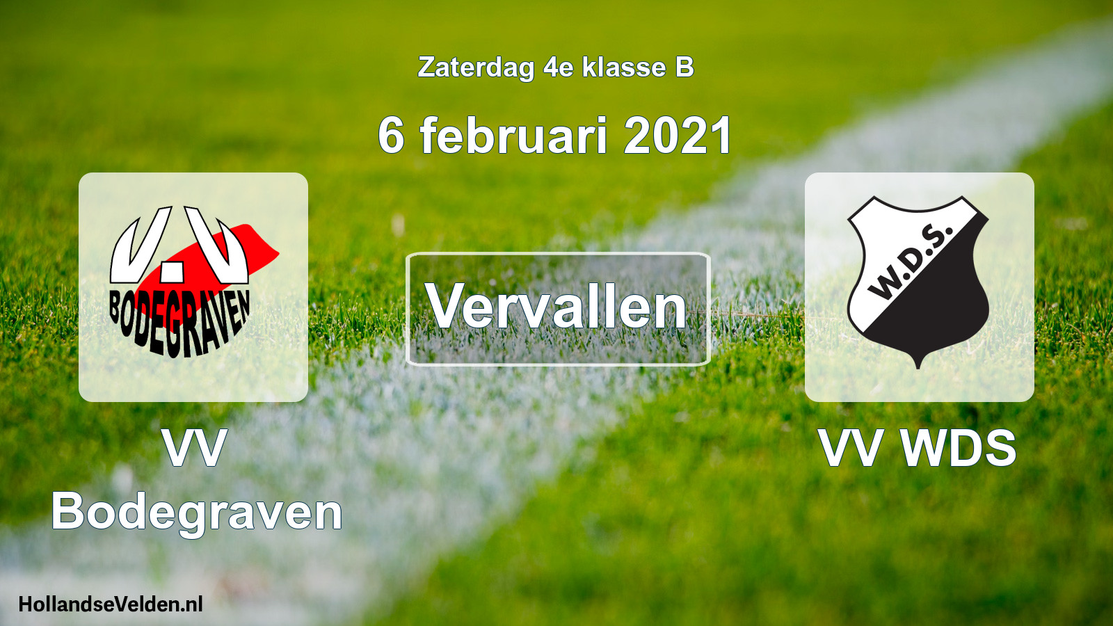 Scheduled Match: VV Bodegraven - VV WDS (6 February 2021)