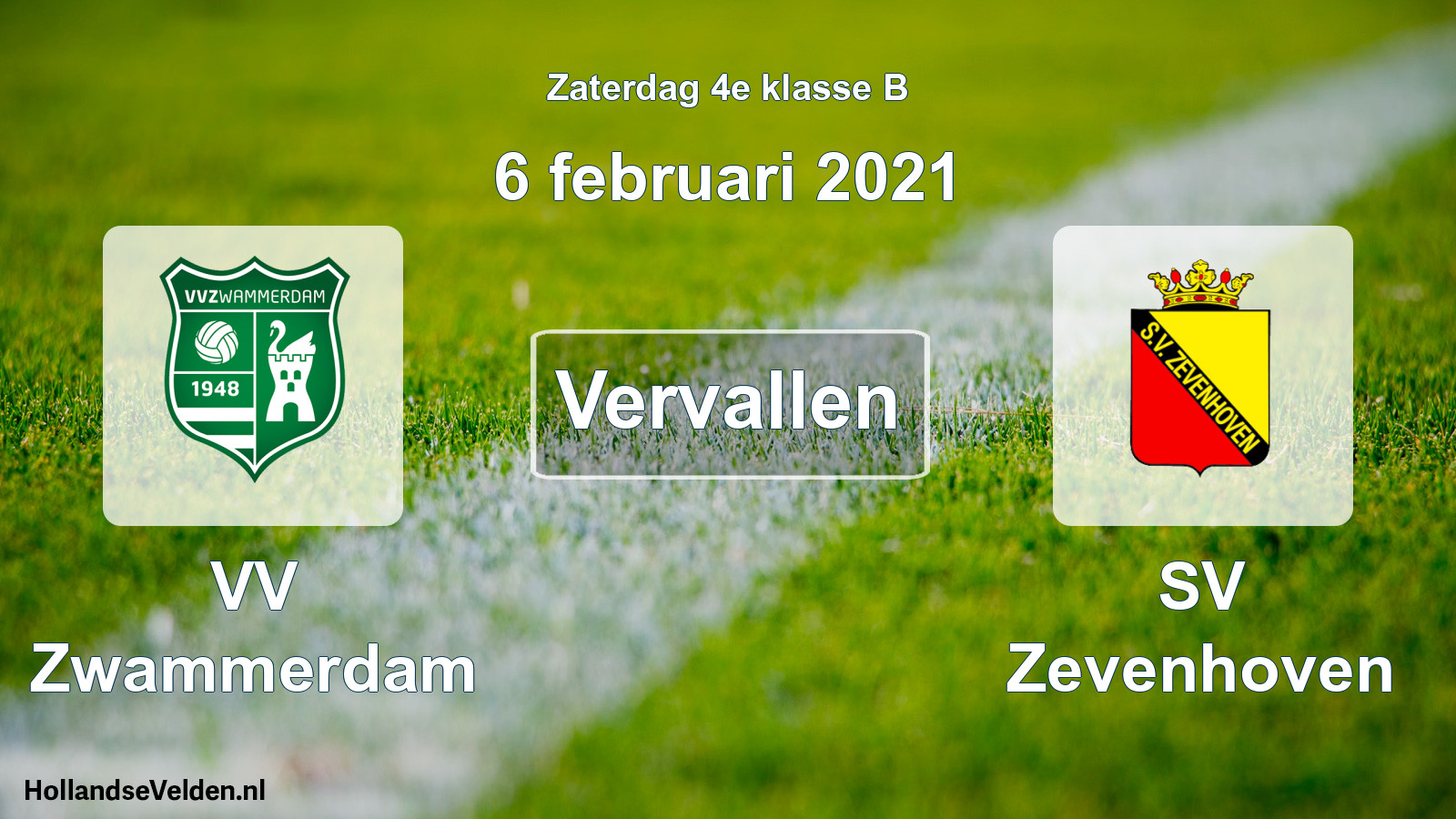 Scheduled Match: VV Zwammerdam - SV Zevenhoven (6 February 2021)