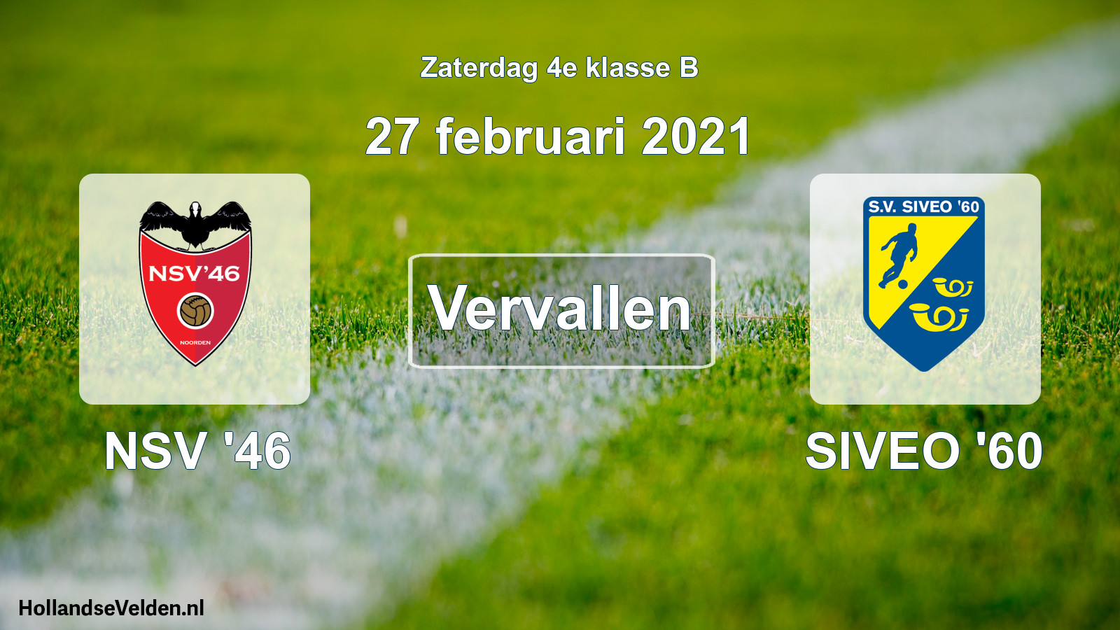 Scheduled Match: NSV '46 - SIVEO '60 (27 February 2021)